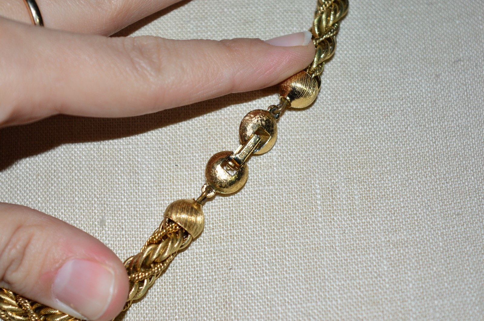 VTG MONET Gold Tone Coil Choker Necklace 5/16 inch wide 23.5″ in length