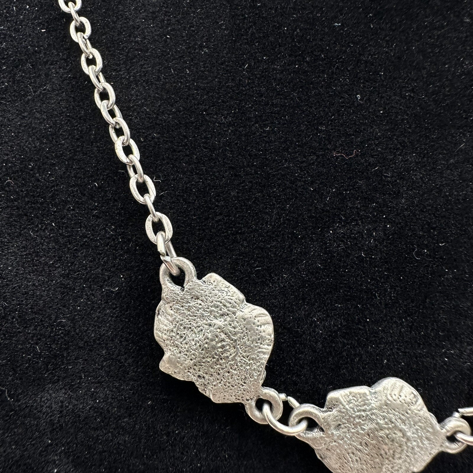 Y2K Pewter Floral Rose Charm Boho Chic Romance Witch Nature Goth Necklace Prom