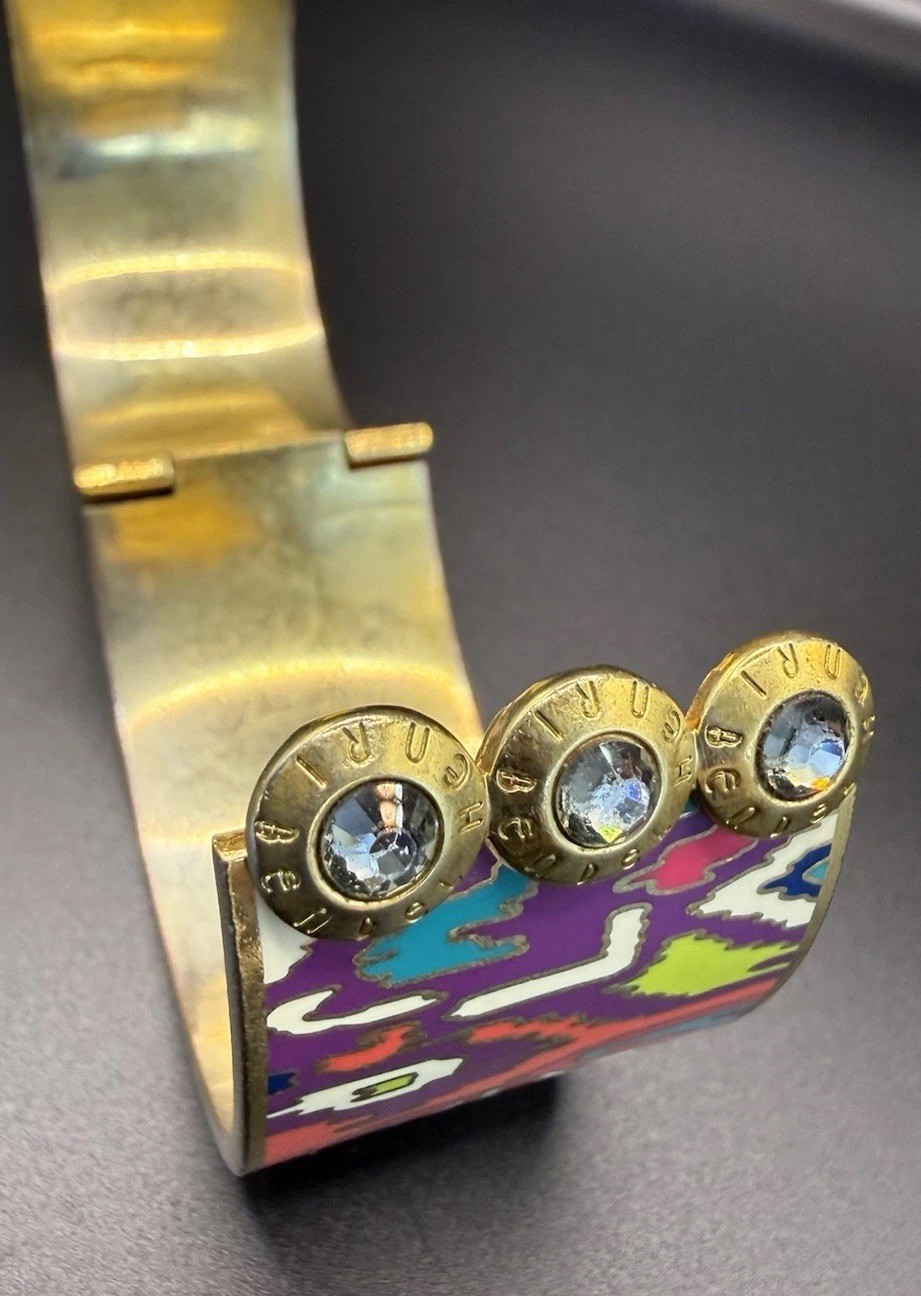 Y2K Henri Bendel Ny Tribal Inspired multicolored Enameled Inkat Bracelet Bangle
