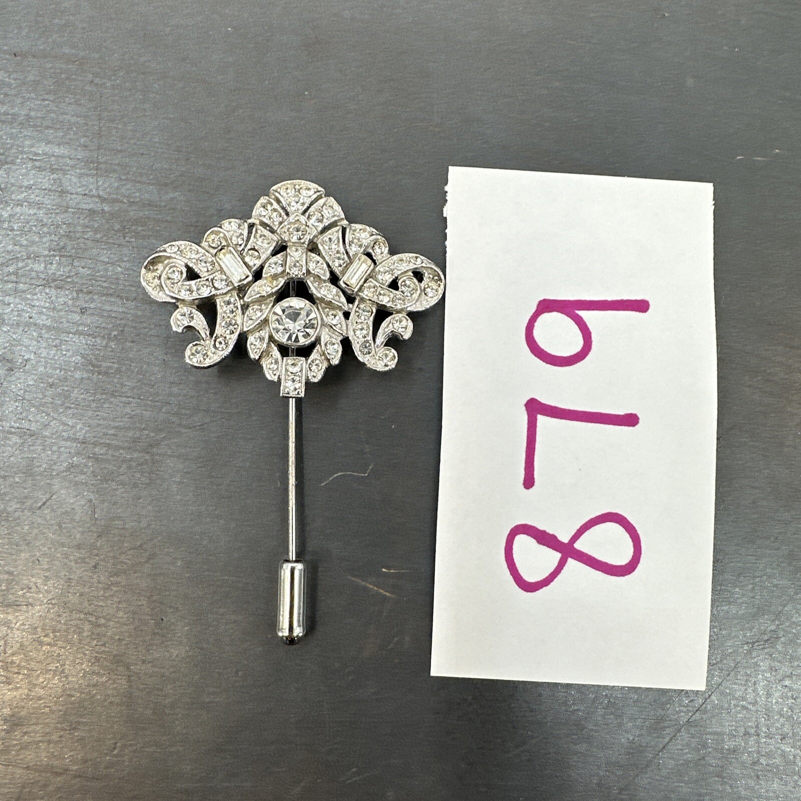 KJL Kenneth Jay Lane Stickpin Lapel Pin With Rhinestones