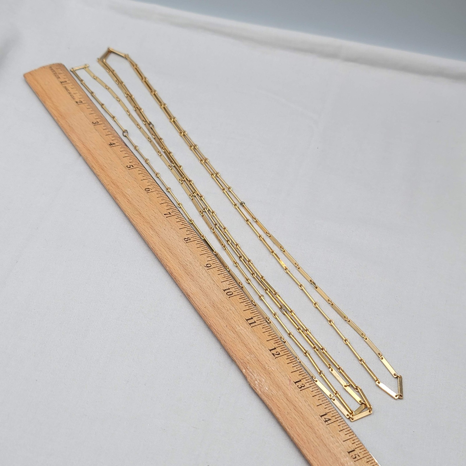 Vintage Bar Link Chain Necklace Gold tone Very LONG 84″