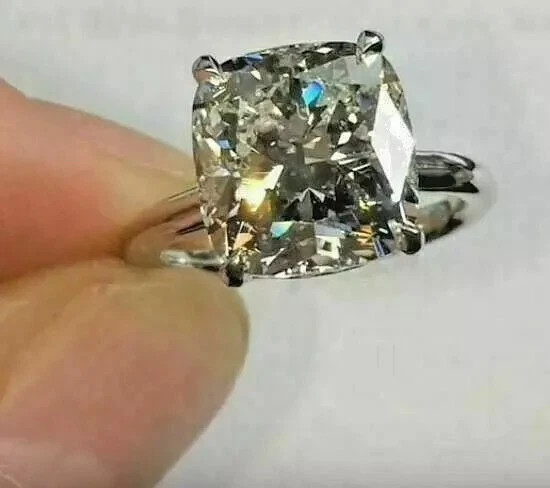 4.50 CT Cushion Cut Lab-Created Solitaire Engagement 14K White Gold Plated Ring