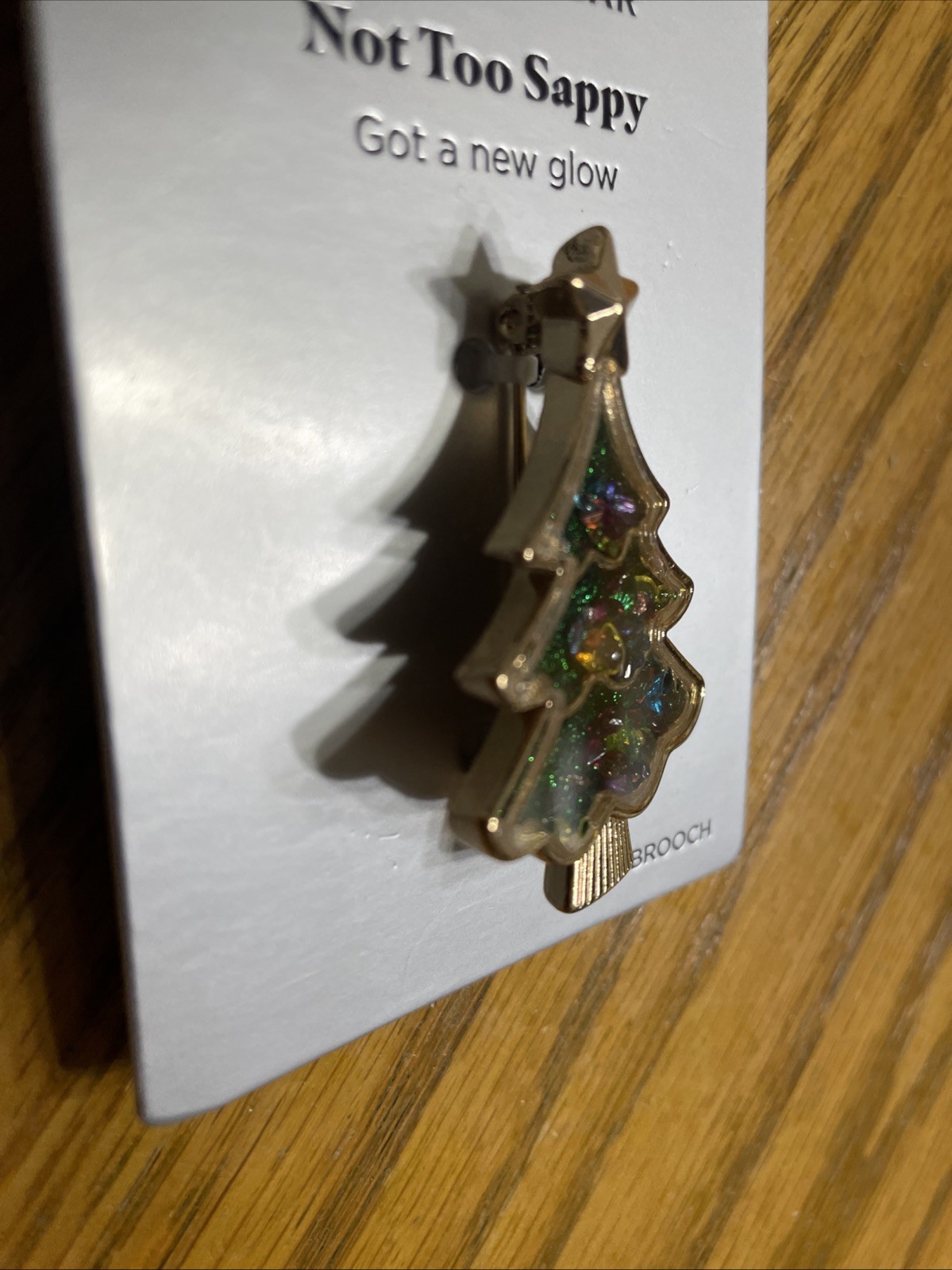 SUGARFIX by BaubleBar Not Too Sappy Christmas Tree Brooch Pin Moveable “Jewels”