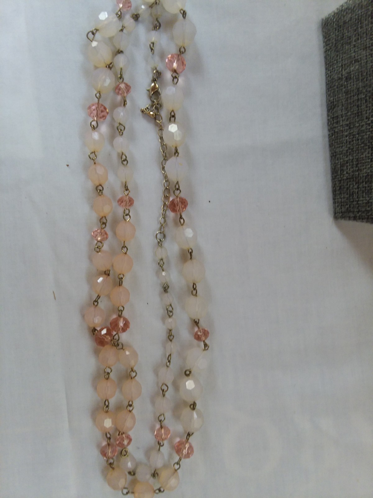 Lot Of 8 Pink, Peach,& off White Costume Jewelry Necklaces Plastic