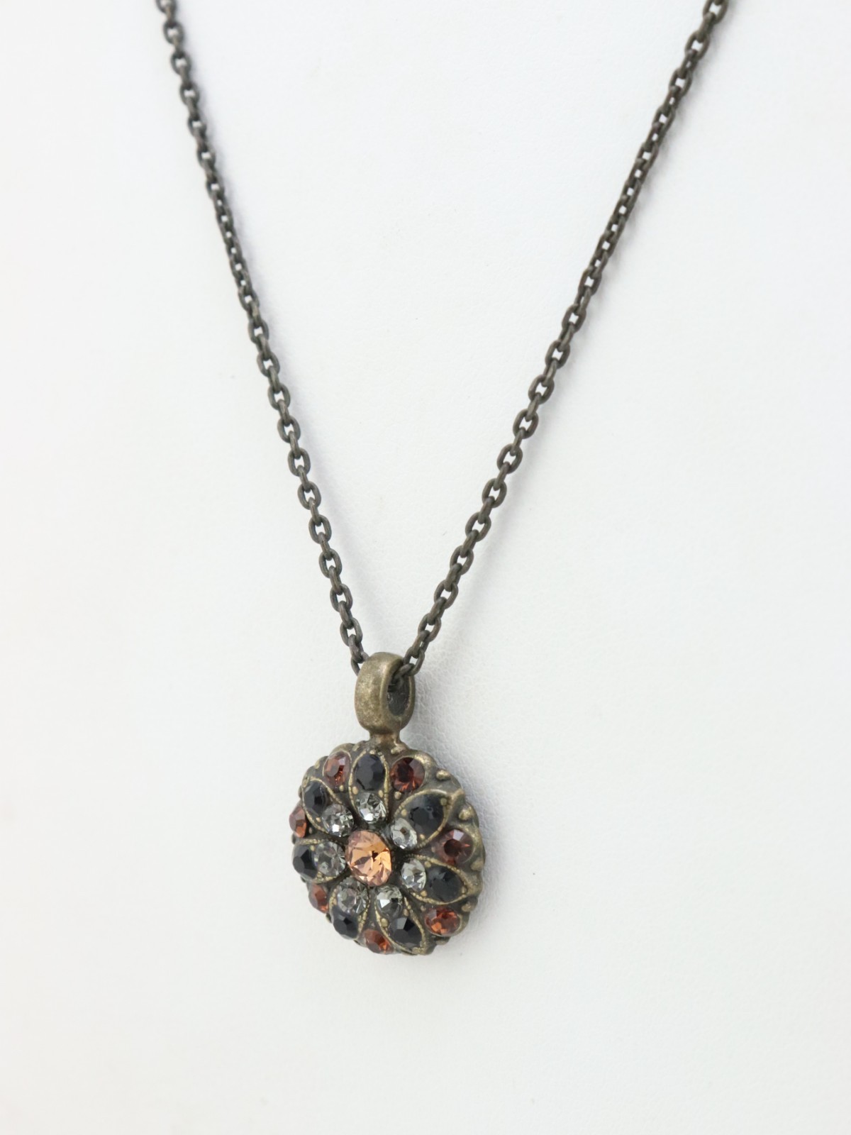 MARIANA Crystal Rhinestone Cherub Guardian Angel Pendant Necklace Orange Black