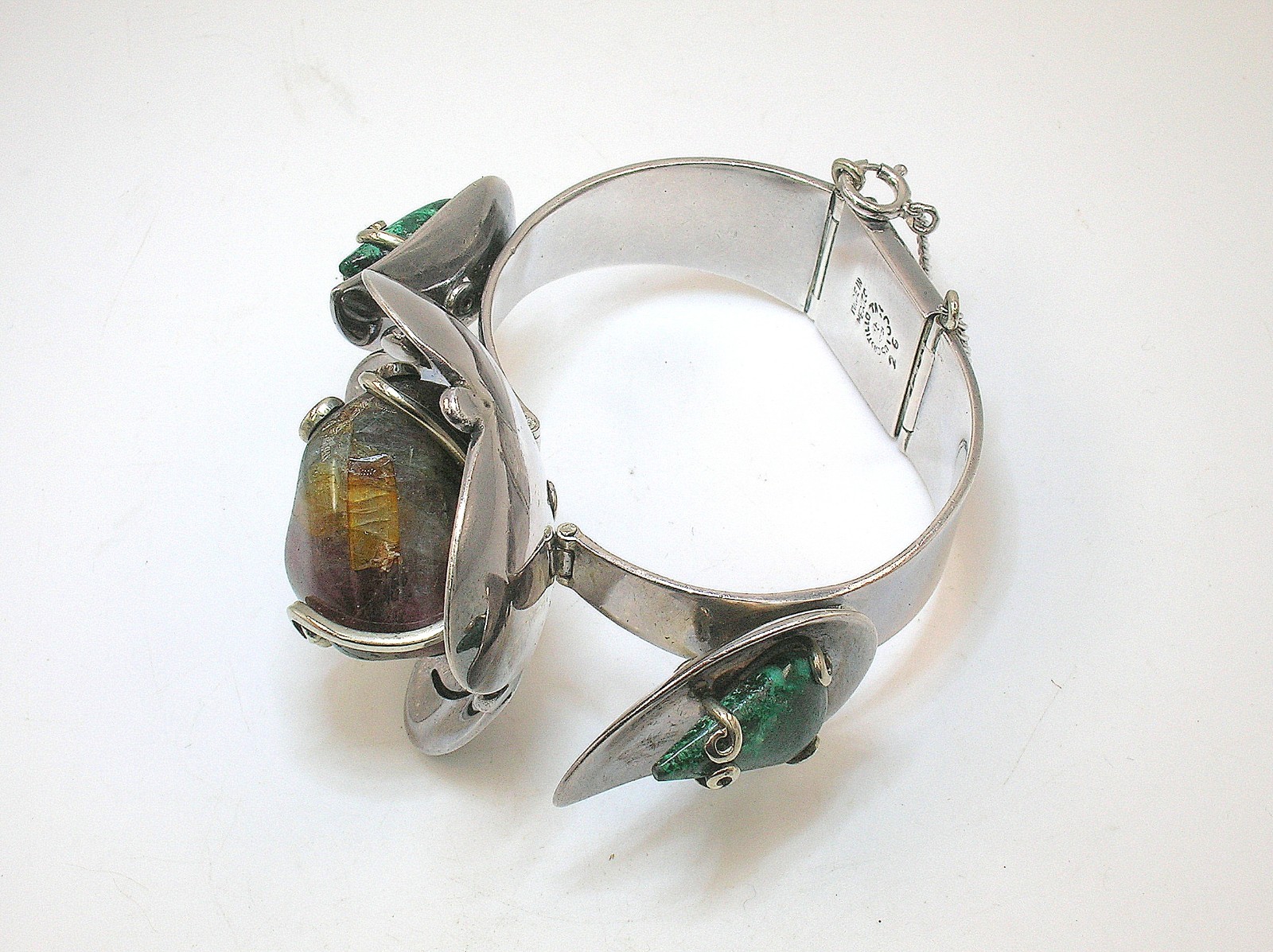 LOS CASTILLO TAXCO MEXICO VINTAGE STERLING SILVER BRACELET WITH STONES – B.OFFER