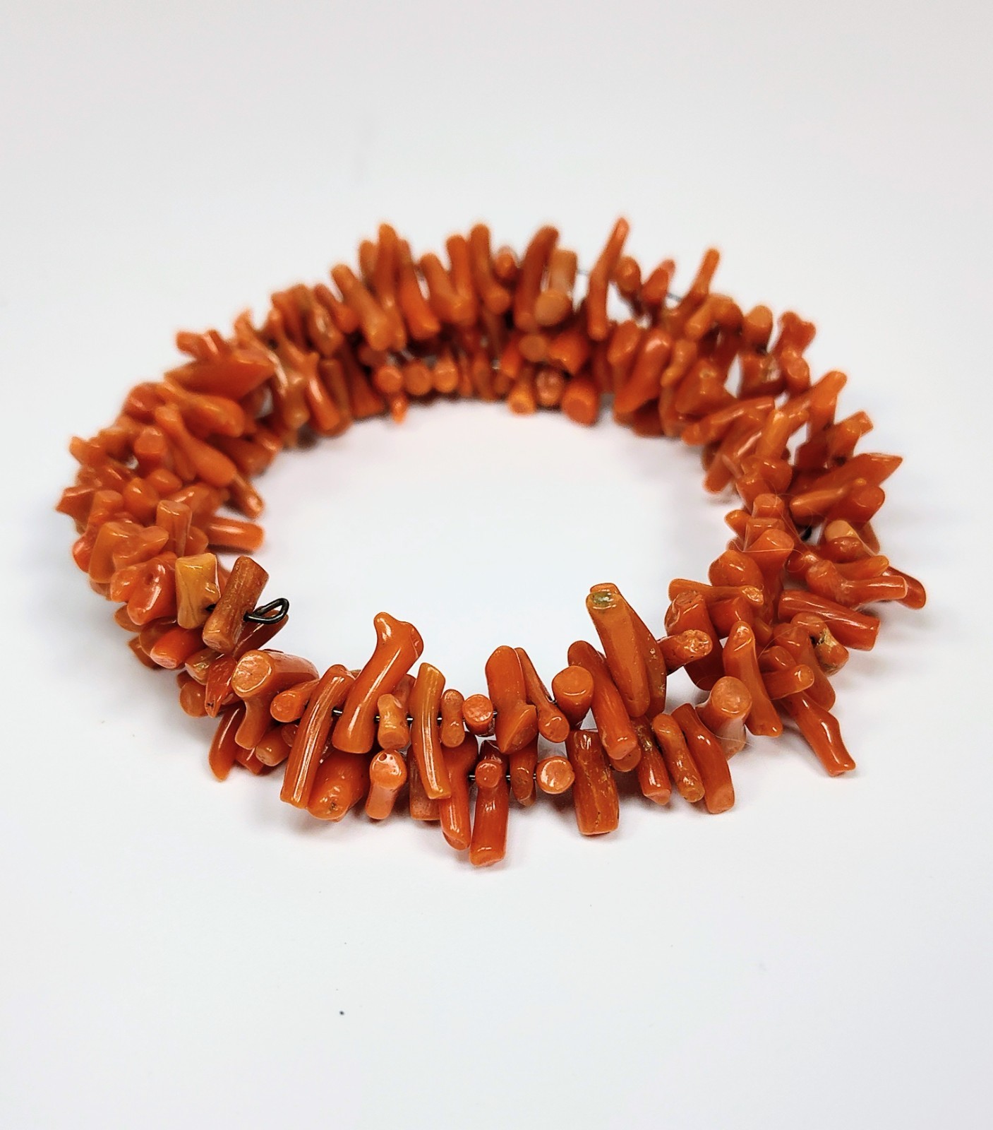 Vintage 1970’s Natural Orange Red Coral Stick Branch Wrap Bracelet