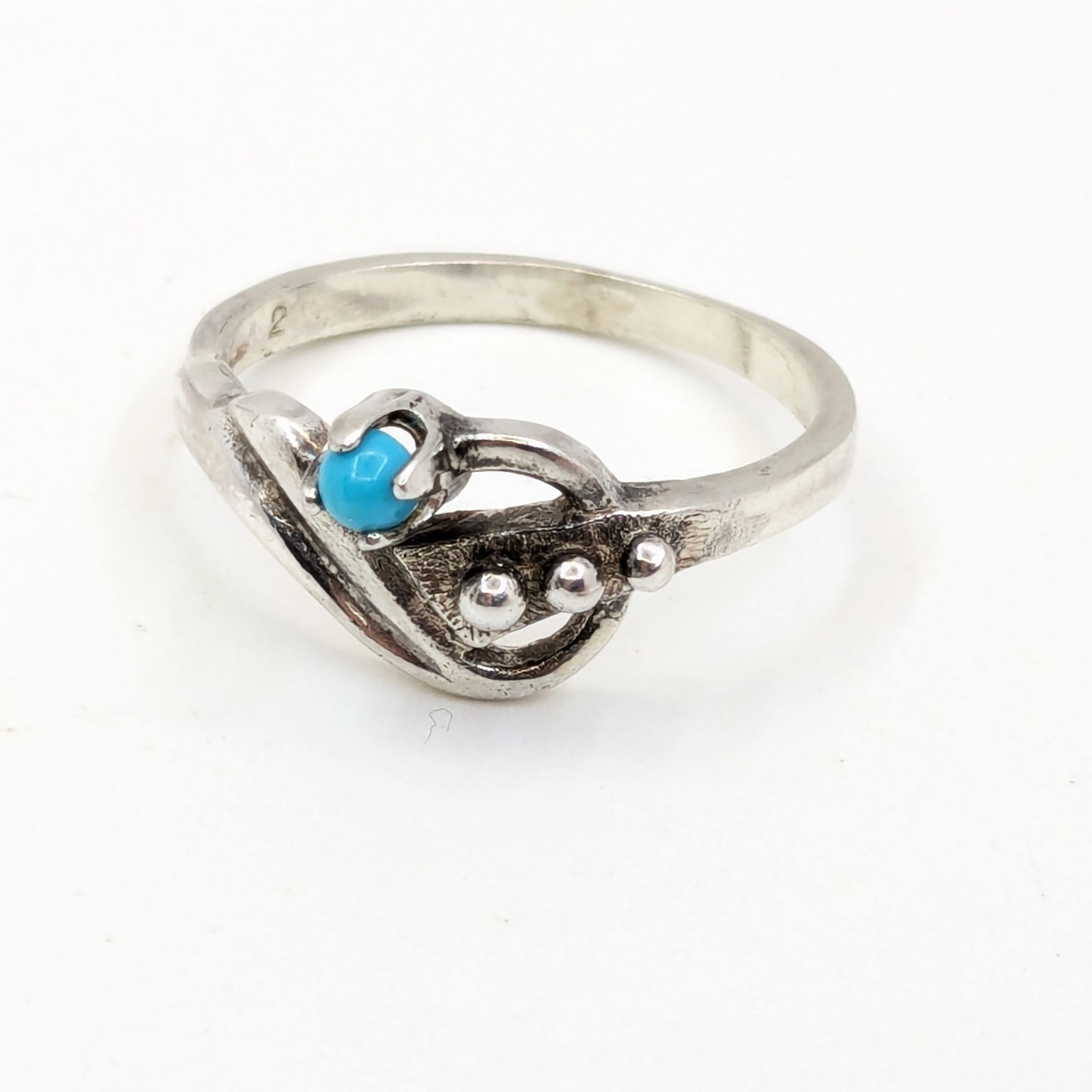 Vintage Soviet RING Silver⭐925 mark USSR with Turquoise-size: 8.5US (18.5mm) #19