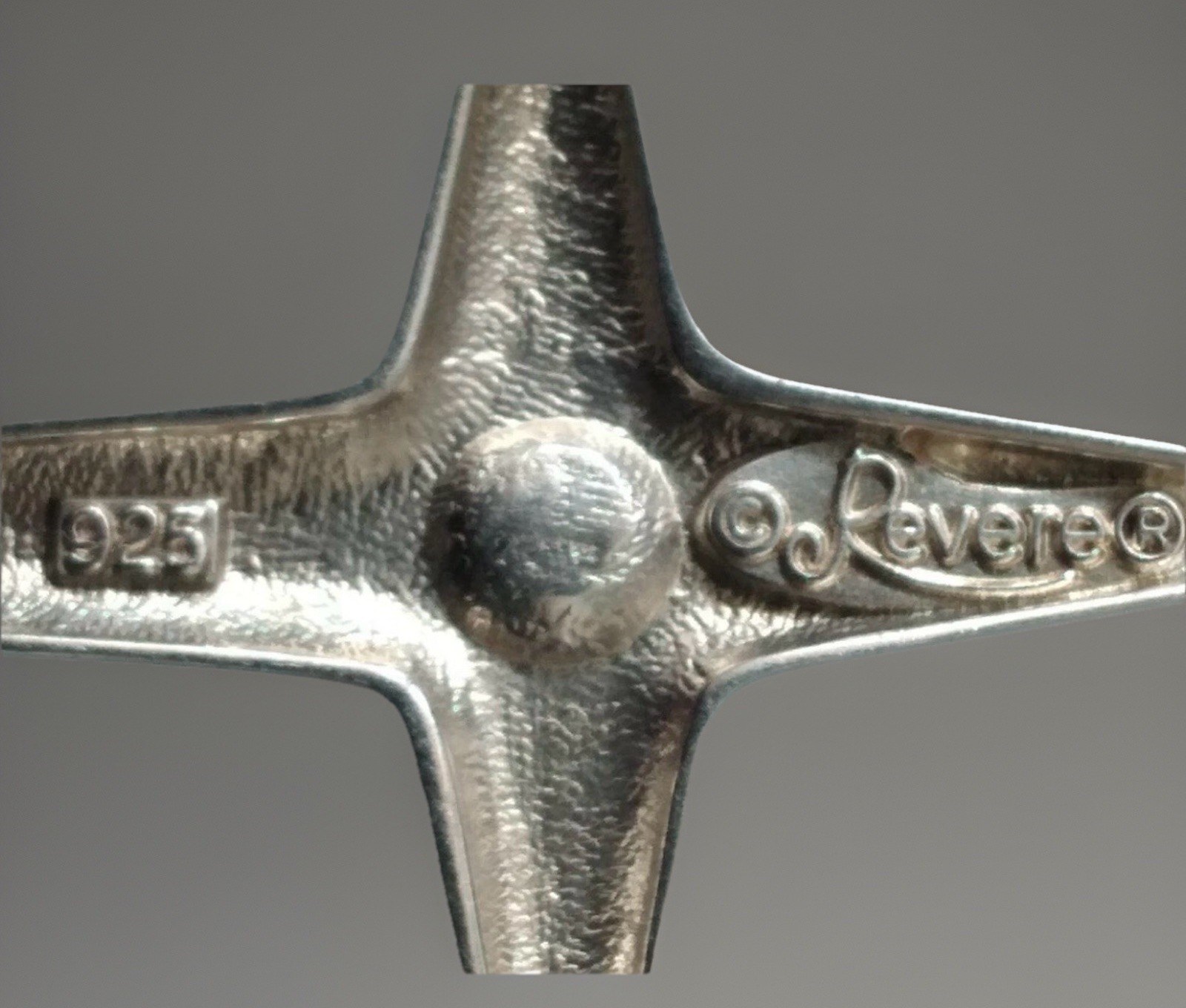 Vintage Sterling Silver Signed Revere Cross Pendant 2 1/4”L ,With CZ Stone 4.4 G