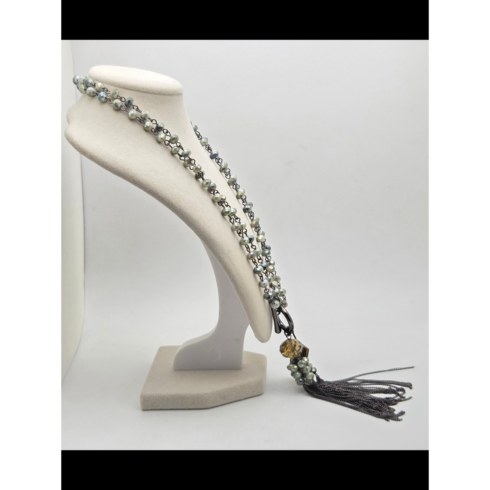 Vintage Joan Rivers Tassel Necklace – Iridescent Beaded Statement