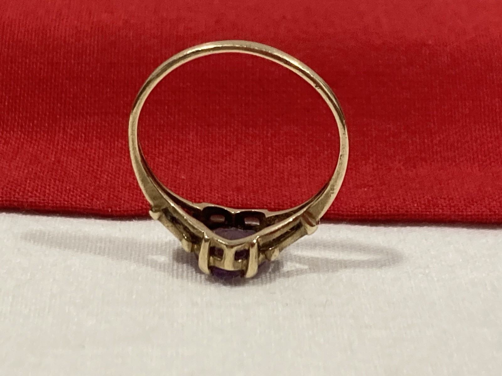 Vintage ROMANY 10k Solid Yellow Gold Heart Shape Amethyst Stone Ring SIZE 4.25
