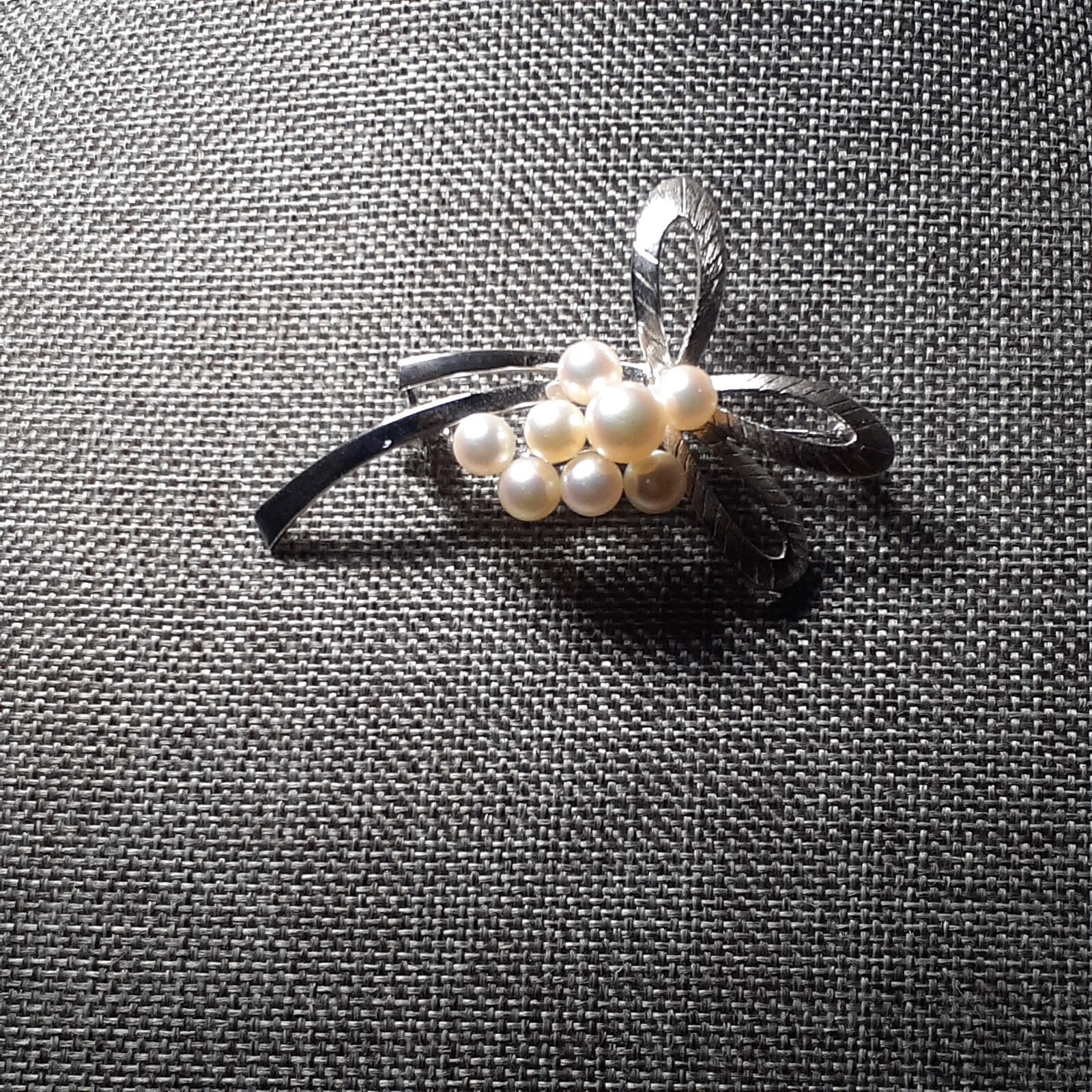 VTG Mikimoto 8 Akoya Pearl Brooch Sterling Silver Bow Signed M S Japan Gift Idea