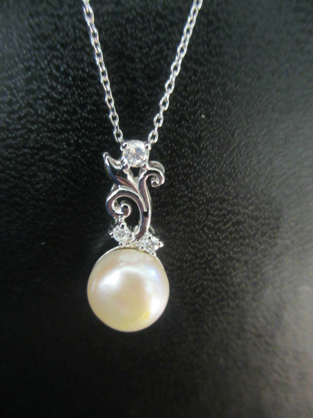 Sterling Silver Simulated Pear & Diamond Pendant Beautiful!!!