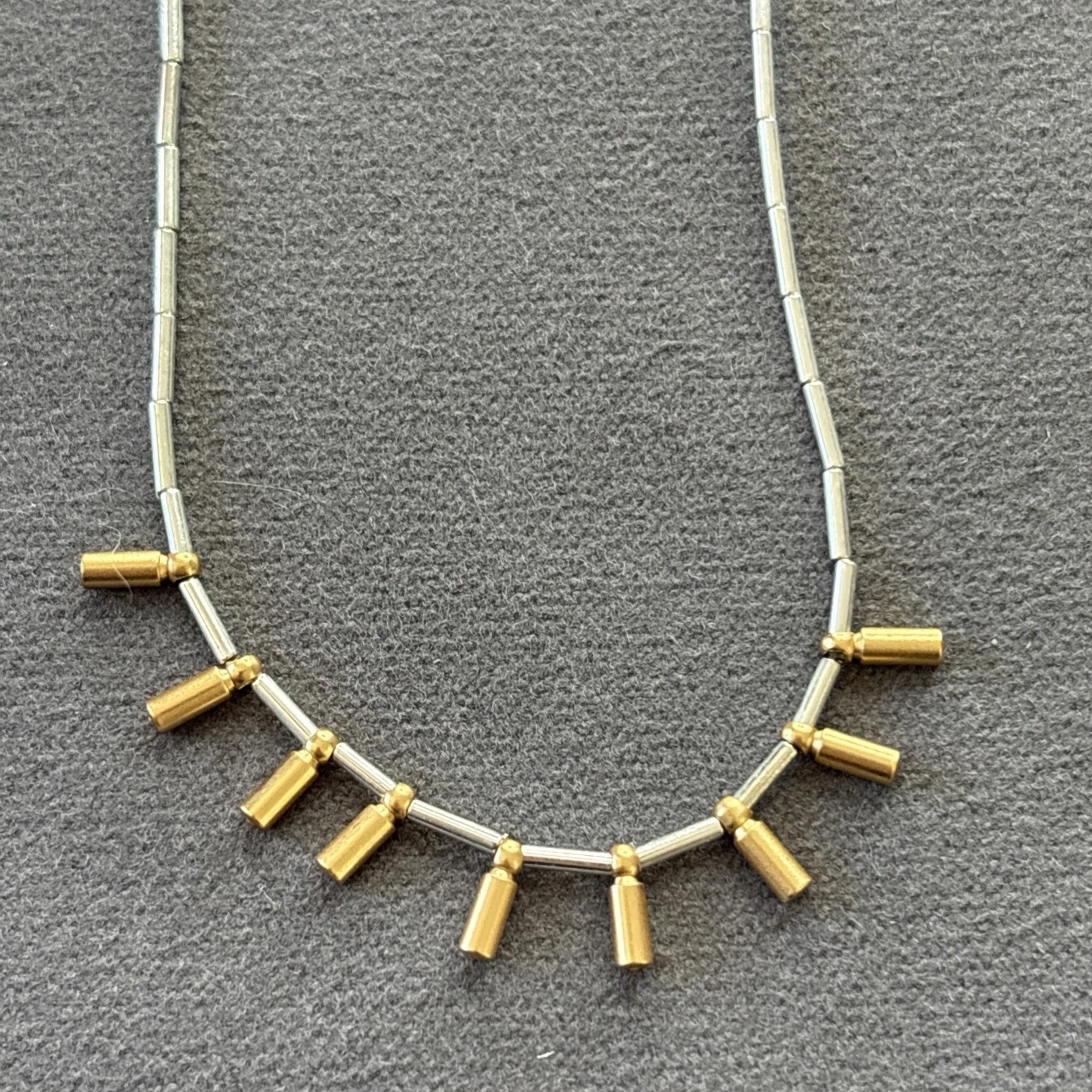 Y2K Dainty Spike Necklace Choker Two Tone Geometric Minimalist Korea VTG NEW