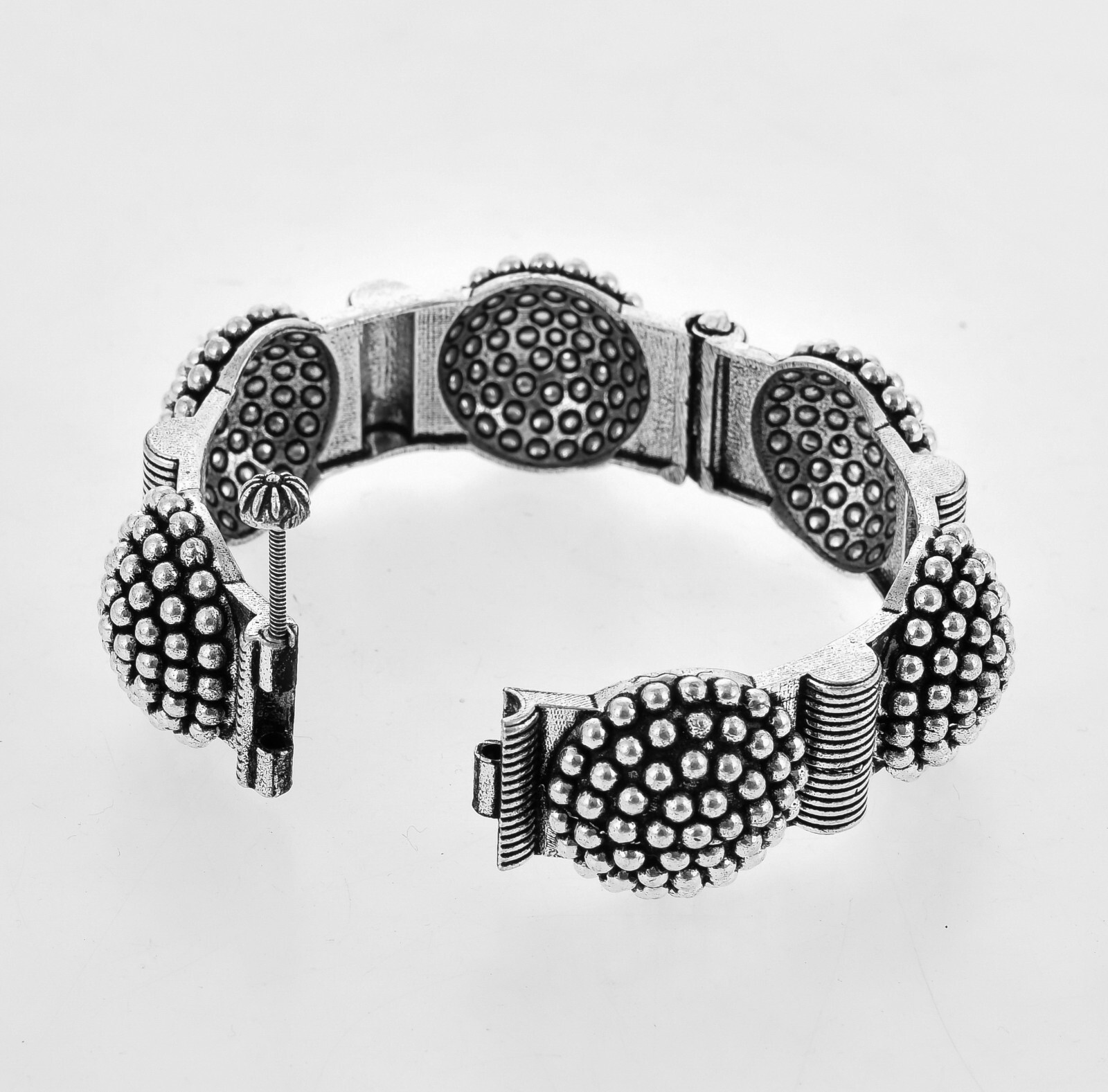 Vintage Sterling Silver Brass Cuff Bracelet Ethnic Wide Cuff Bangle Gift for Wom