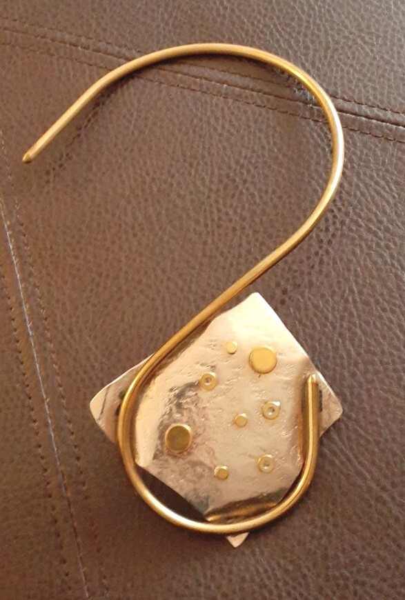 Vintage Abstract Modernist Sterling Mixed Metal Studio Designer Collar Necklace