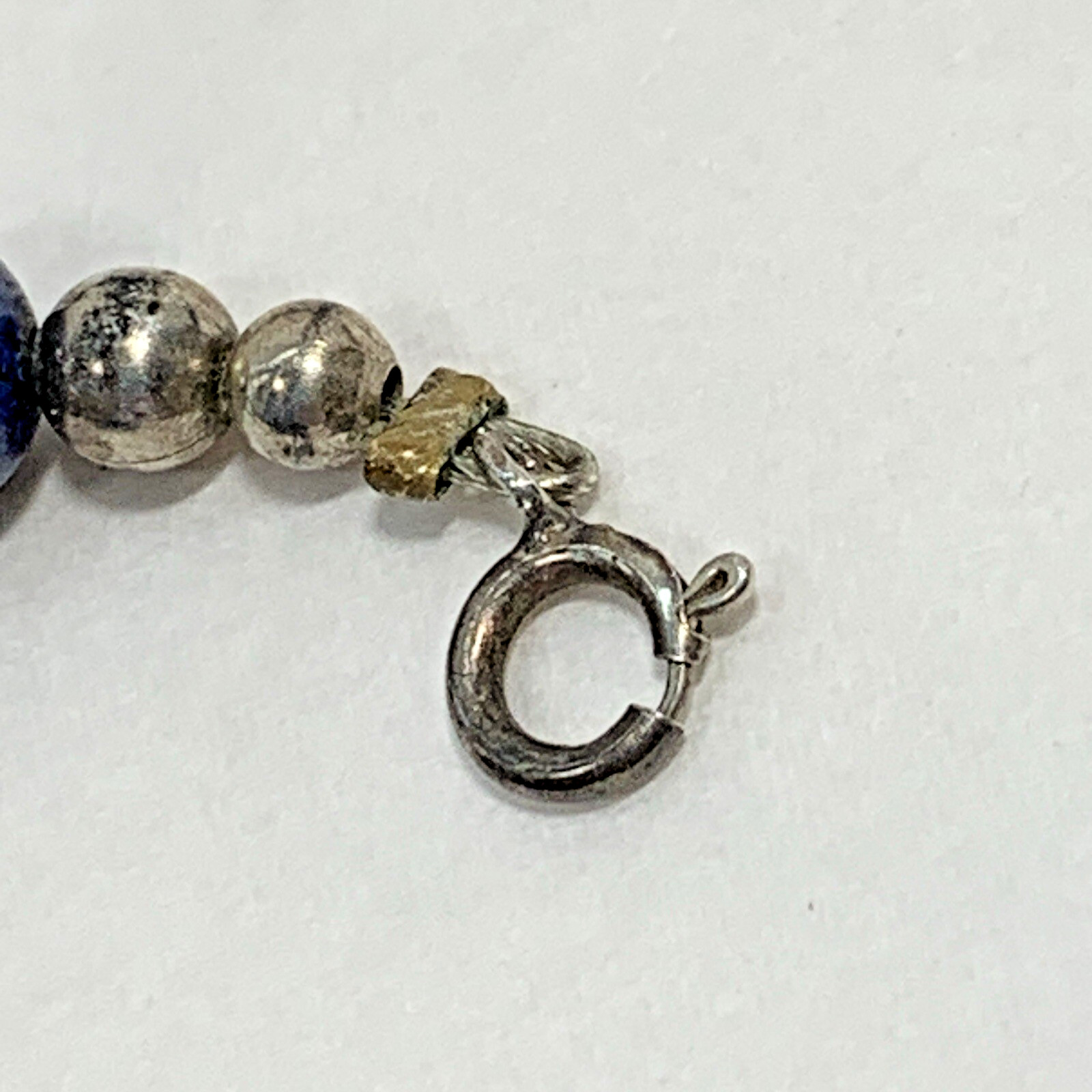 Vintage 925 Sterling Silver Freshwater Pearl Stone Bead Necklace Purple Blue 20″