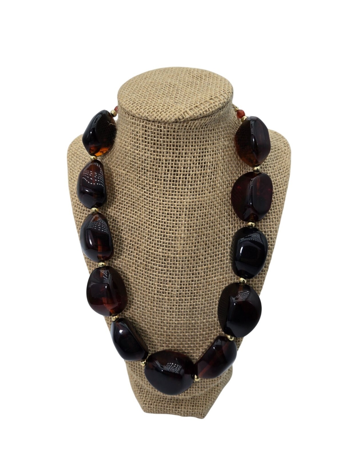 VTG Robert Rose Signed Chunky Faux Amber Bead Necklace Old Money