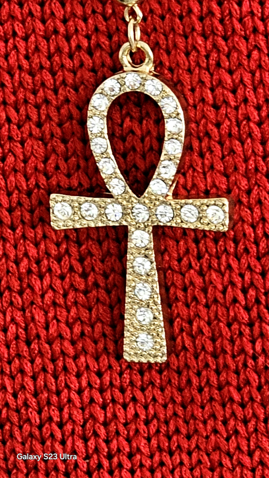 EGYPTIAN PHARAOH King Tut ankh cross21” bead rosary hip hop necklace. NWOT