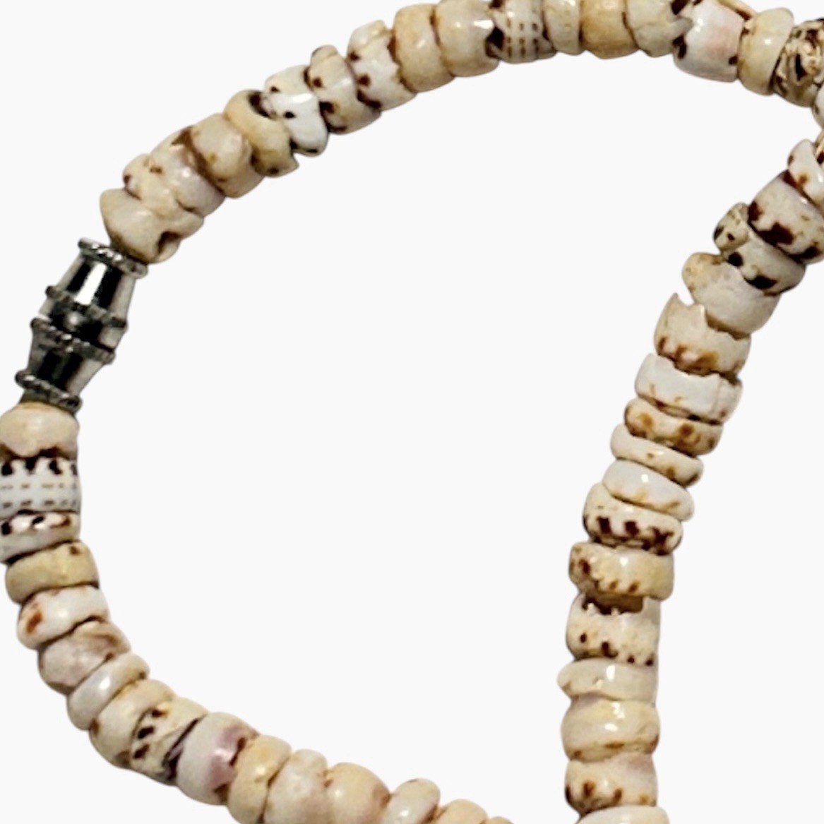 Vintage Puka Shell Necklace 16 In Silver Tone Clasp 70s Hawaii Surfer