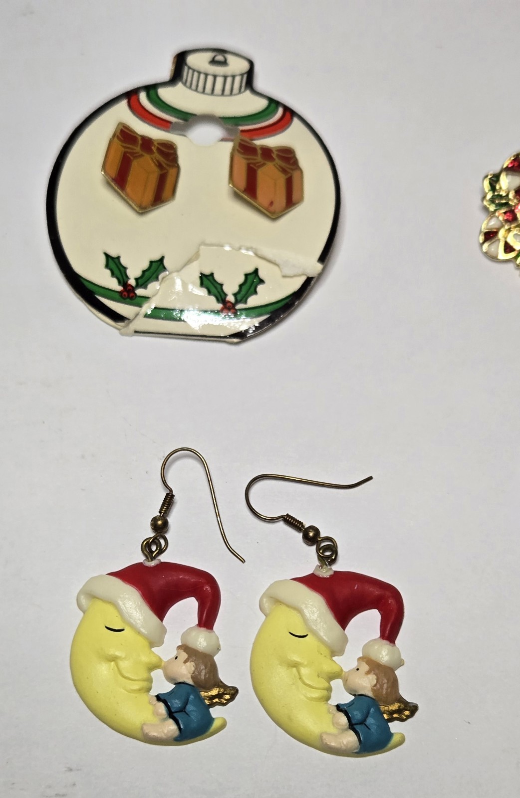 1980s Assorted Christmas Holiday Collectible Earrings Set Vintage Lot Of 7