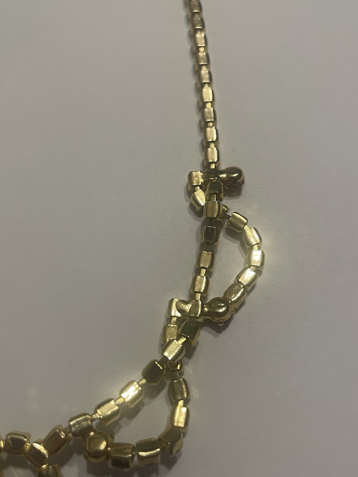 Vintage Red AB Rhinestone Necklace Mid Century Gold Tone Statement Piece Bow