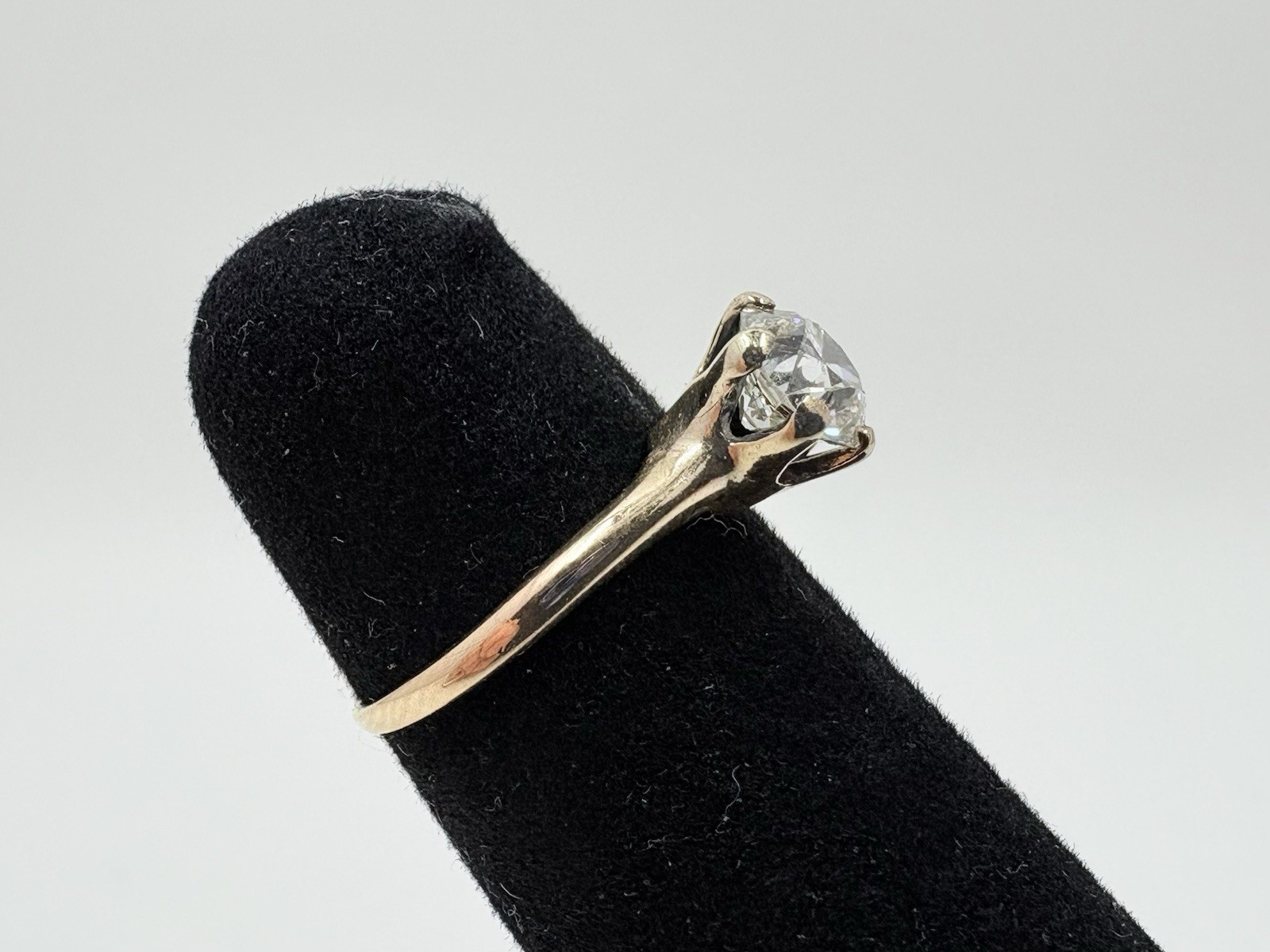 Antique Vintage Old European Cut Natural Diamond Solitaire Ring 0.85 ct Size 4.5
