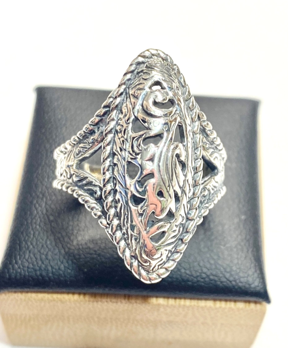 Vintage Sterling Silver Carolyn Pollack for Relios Shield Ring Size 9