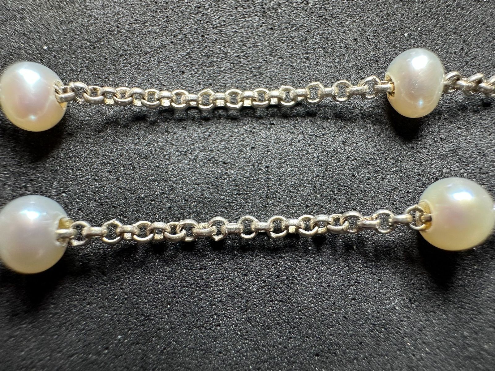 5.00g Vintage Sterling Silver 925 Chain Rolo Station Bead Link Necklace 16 in M