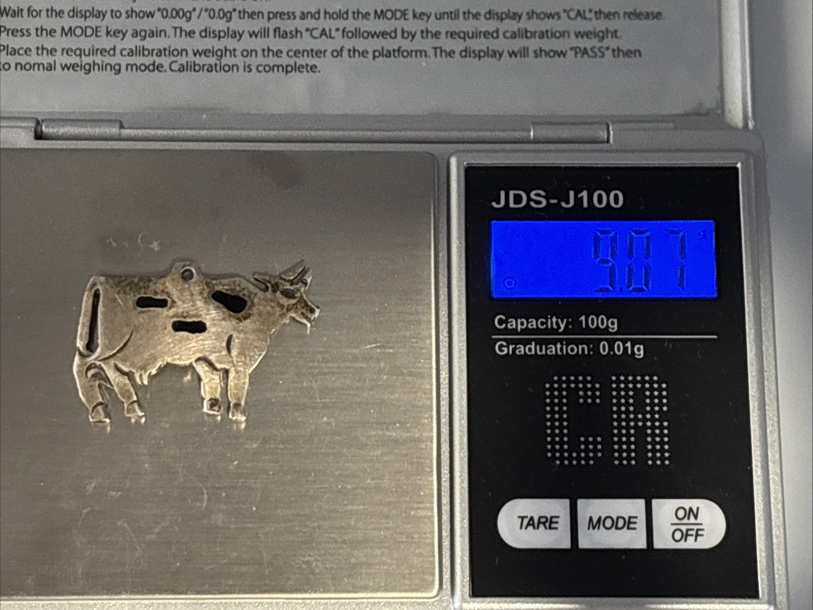 Vintage Mexico Cow Sterling Silver 925 charm/pendant 9.07 grams