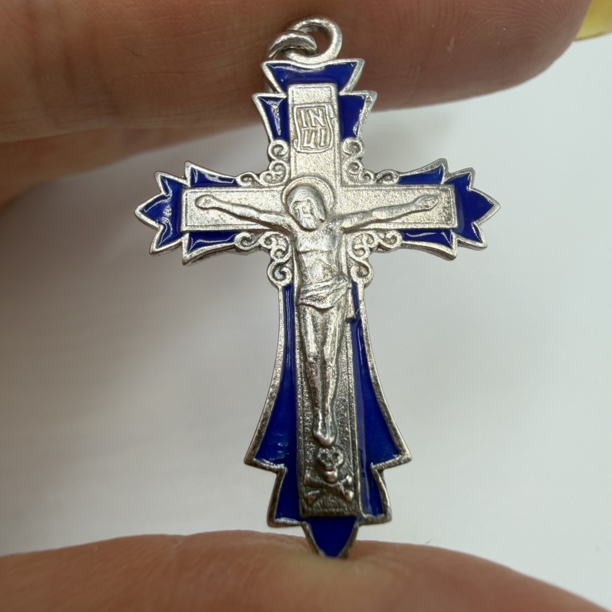 Vintage Pendant Icon Cross Enamel Sterling Silver 925 Jewelry Stamped 3.20gr