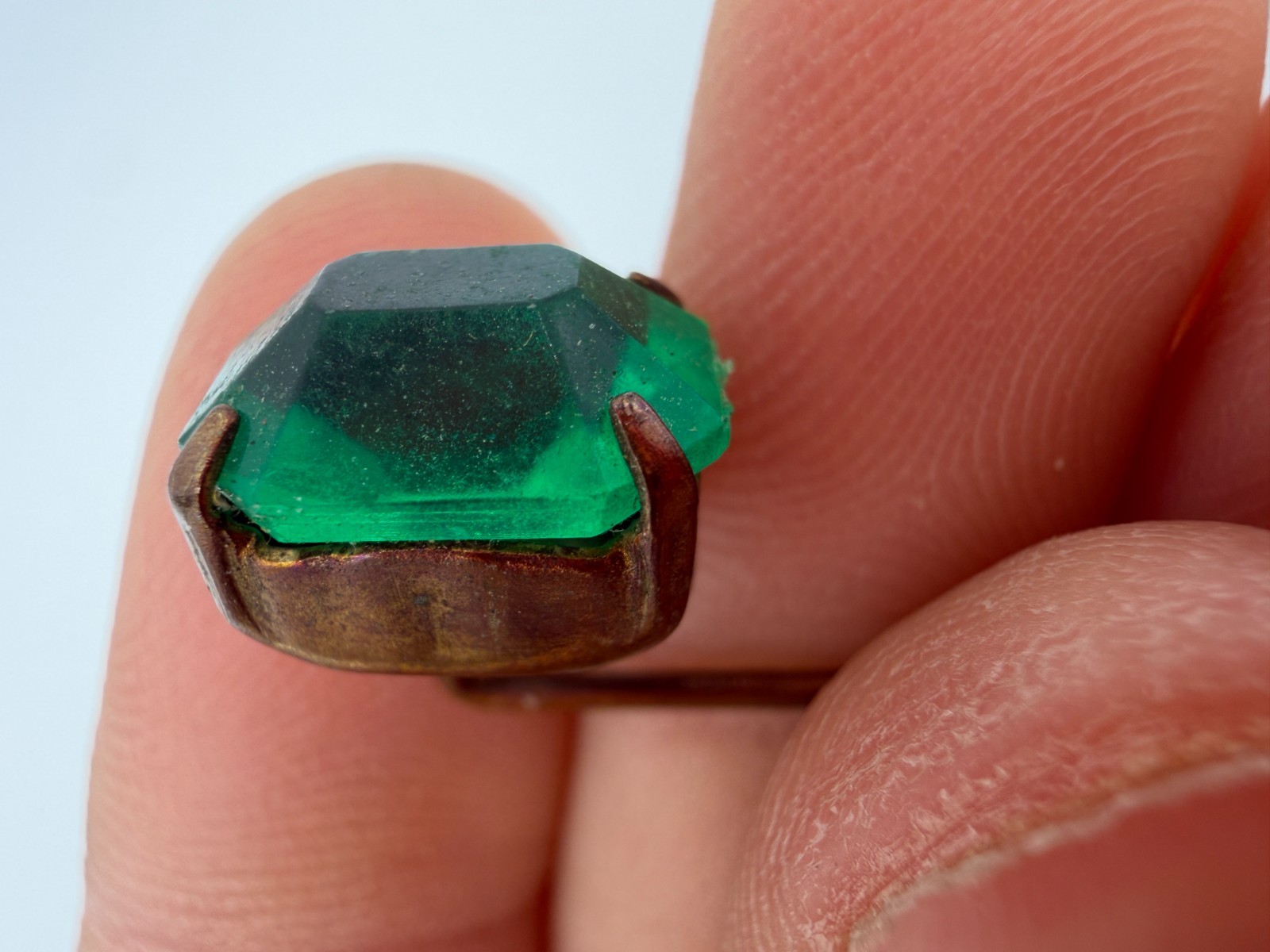 Vintage Brooch Stick Pin Signed Rogoff Green Vivid Bright Unisex