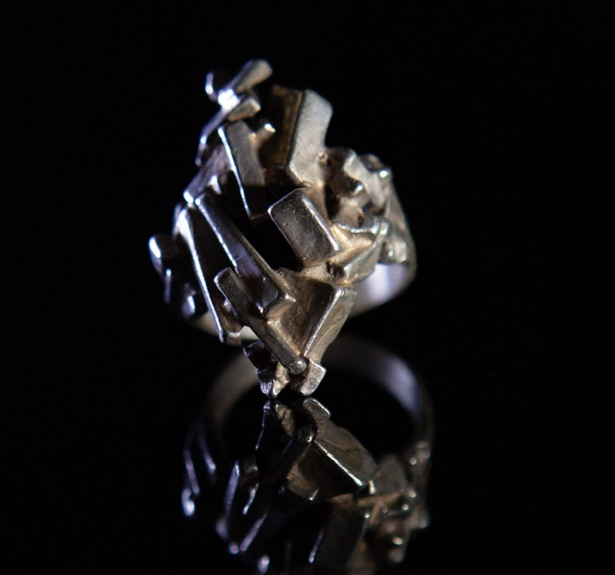 NE From Scandinavian Sterling Silver Brutalist Ring Denmark Size 9.25