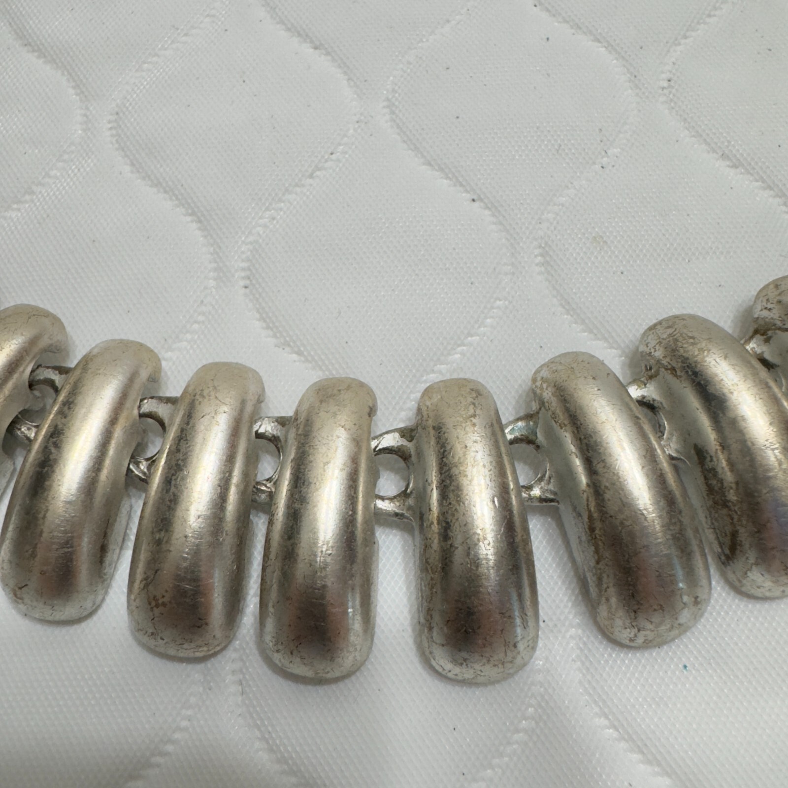 Vintage Talbots Silver Tone 3D Statement Massive Thick Necklace Toggle Closure