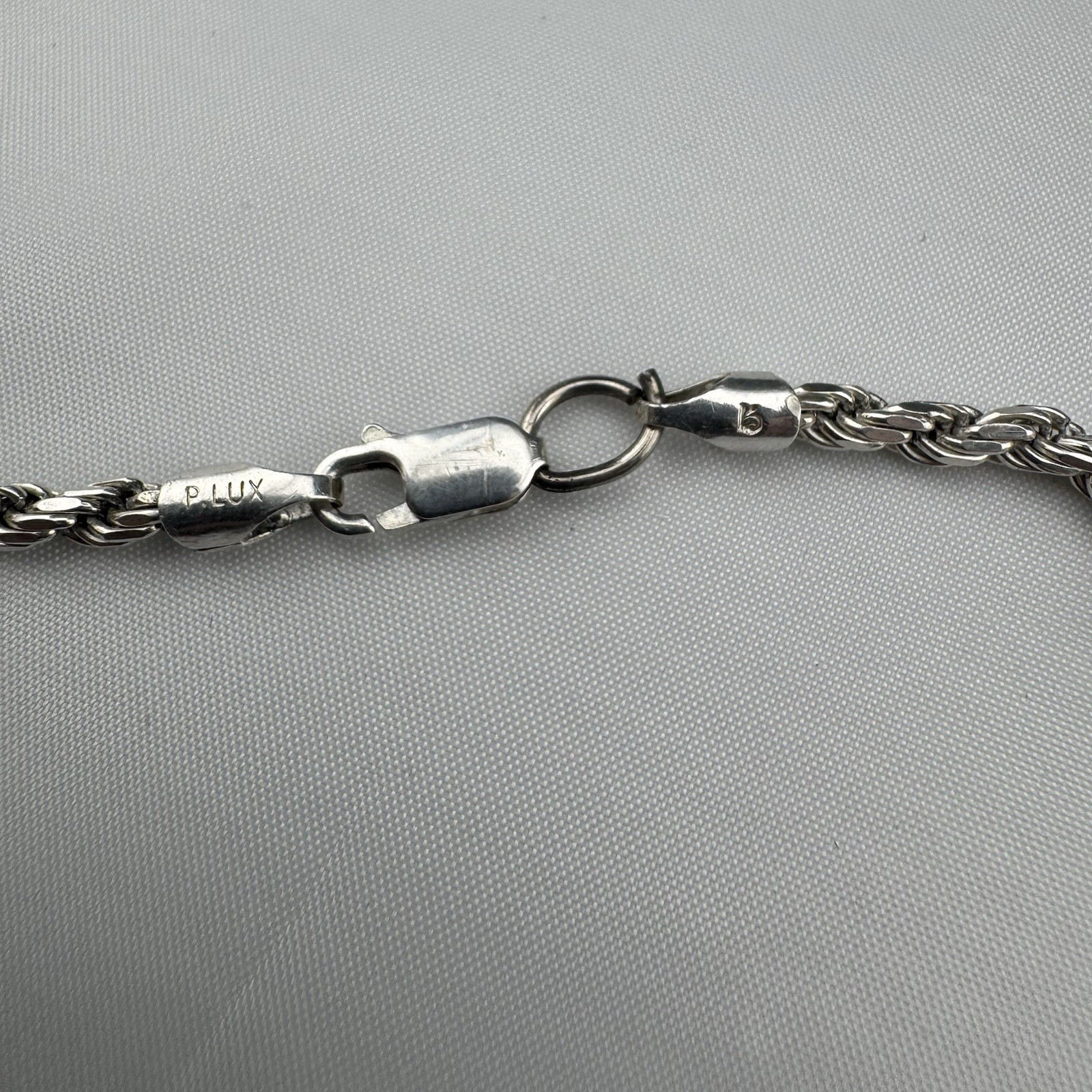 Sterling Silver 925 Twisted Rope PLUX Italy Marked 23.5″ Necklace 21.4g