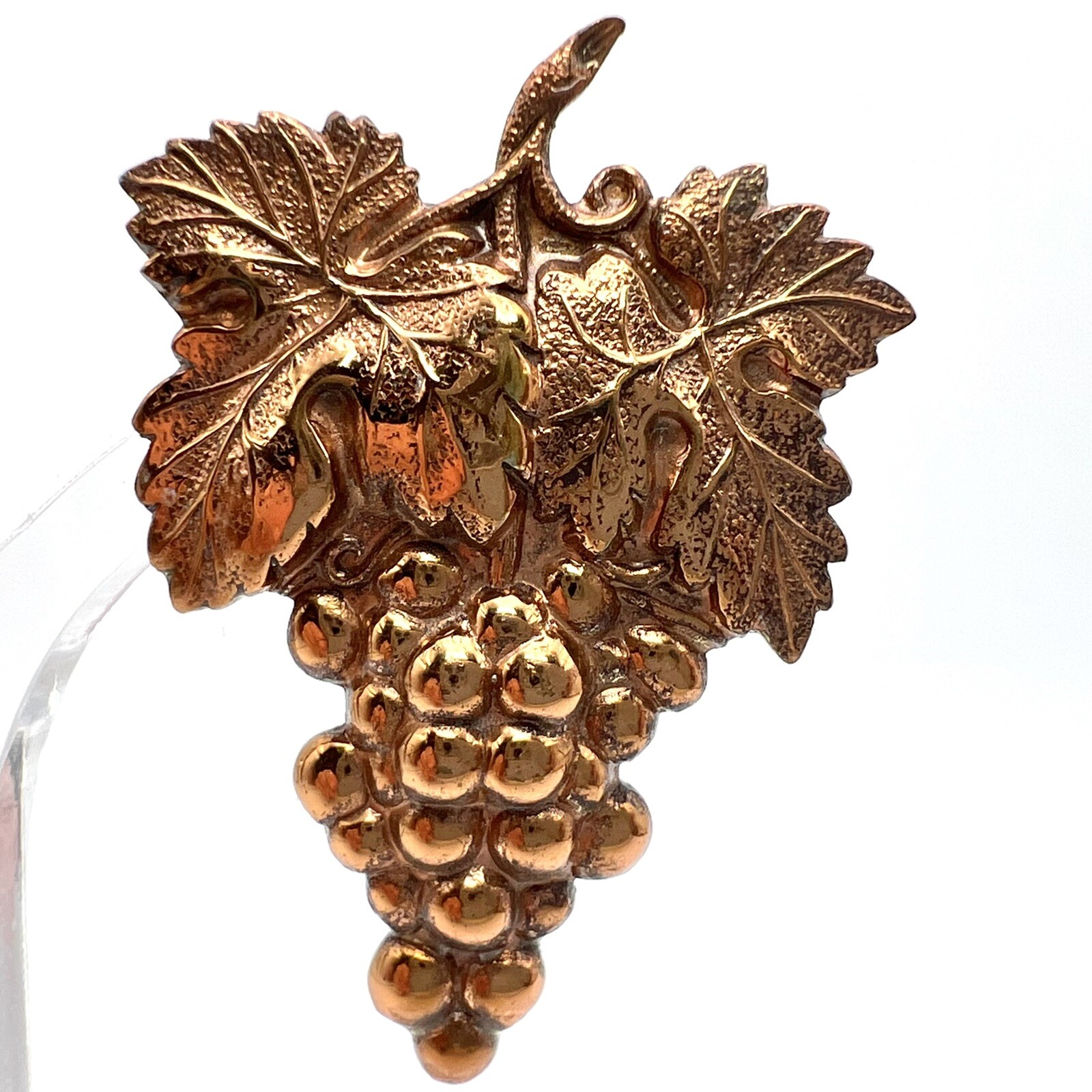 Vintage 1930s Copper Color Bunch of Grapes Vineyard Wine Dress Clips PAIR