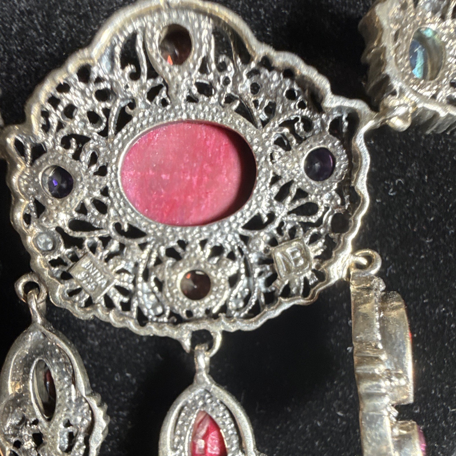 Sterling silver Nicky Butler ruby statement necklace