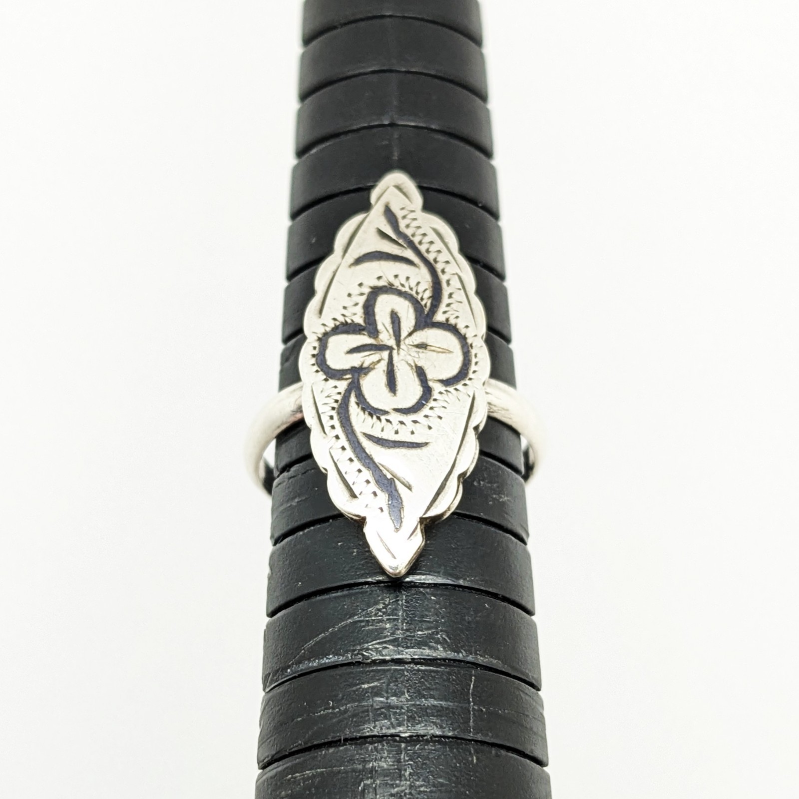 Vintage RING Silver⭐️925 stamp Star USSR with Blackening -size: 7US (17.5mm) #20