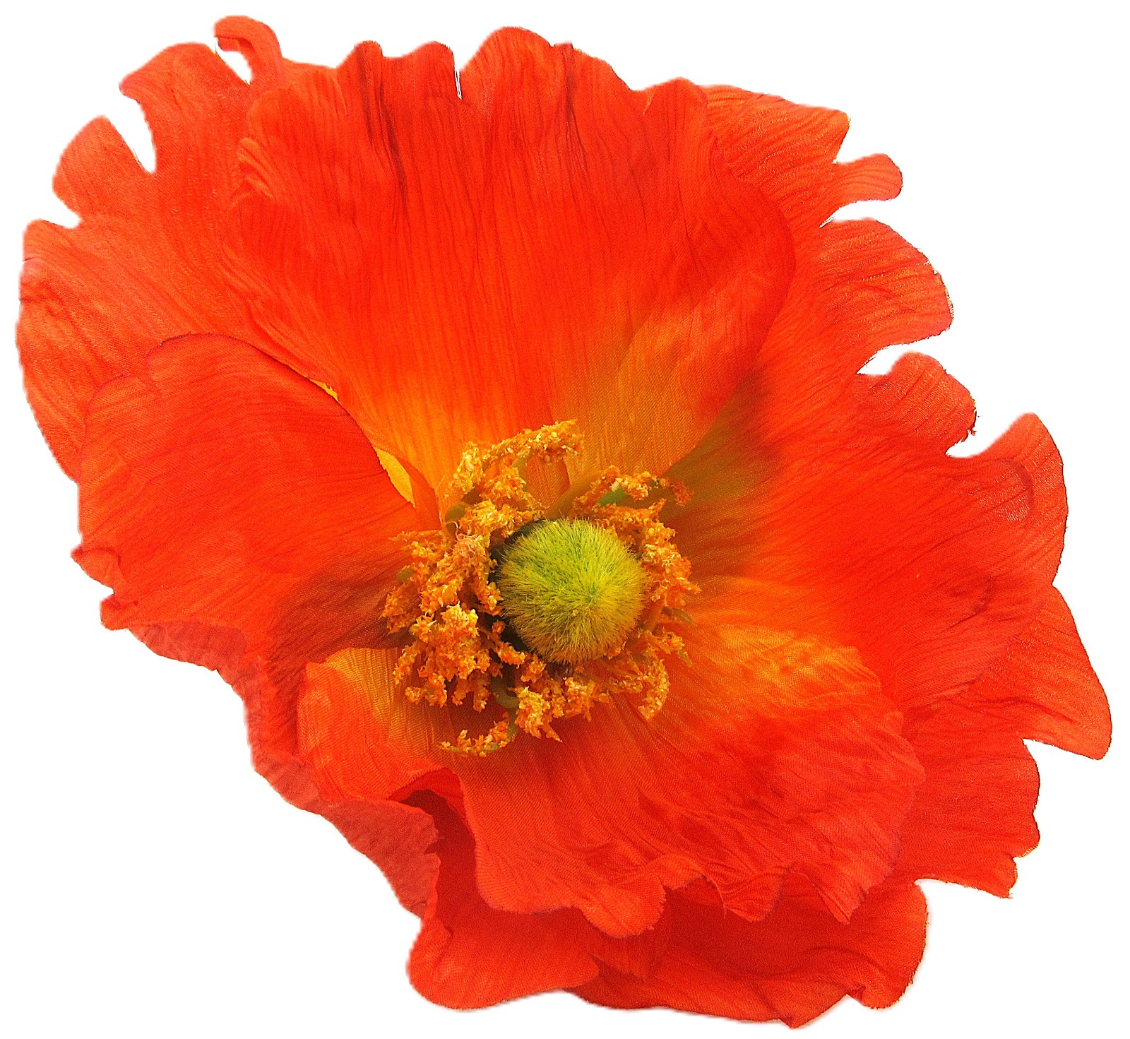Extra Large 6 inch Tropical Orange Poppy Silk Flower Brooch Pinh