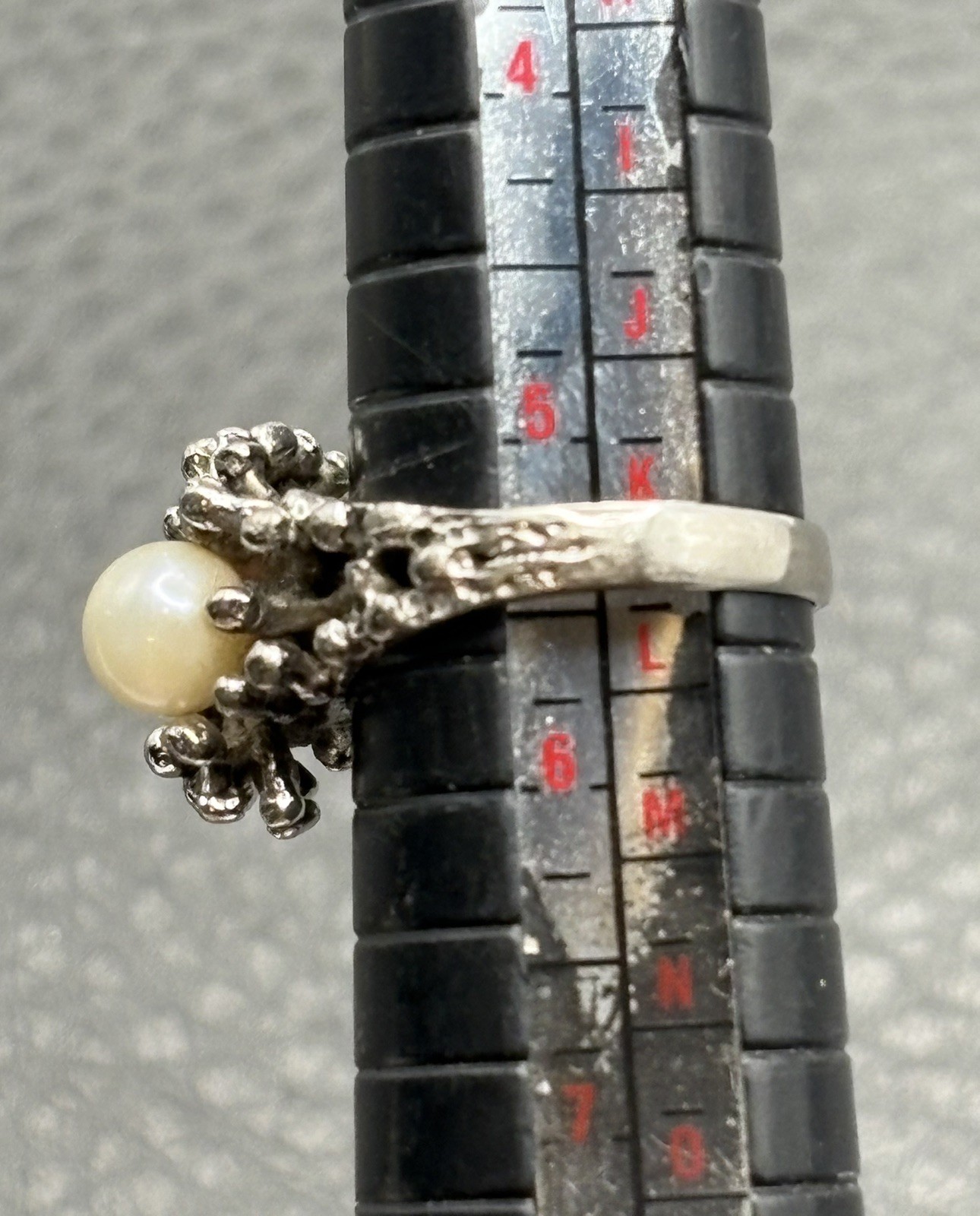 ESPO Joseph Esposito Brutalist Sterling Silver 925 Modernist Pearl Ring Size 5.5