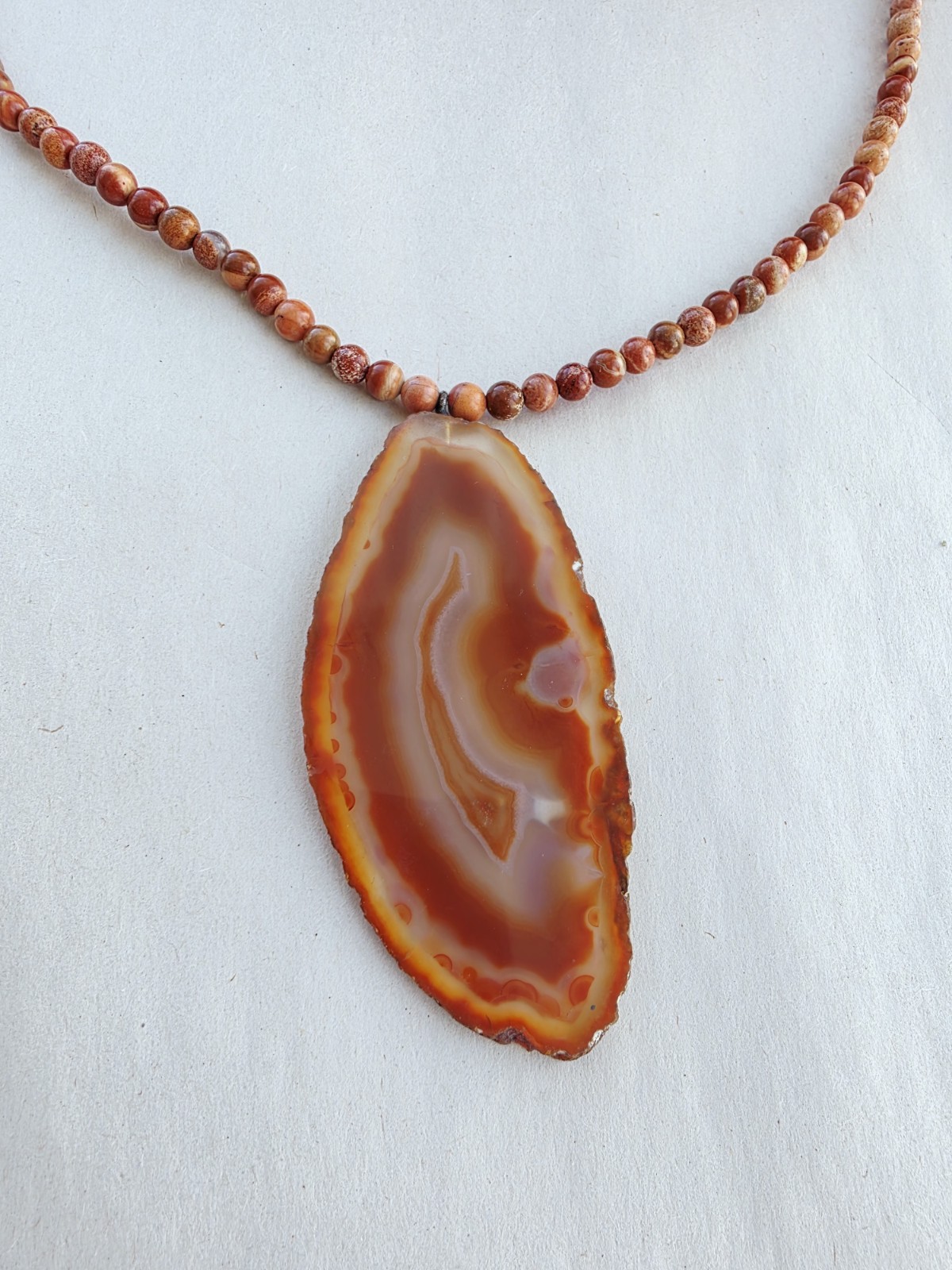 New Sterling 925 Agate Geode Rust Brown Jasper Necklace Goblin fairy Festival