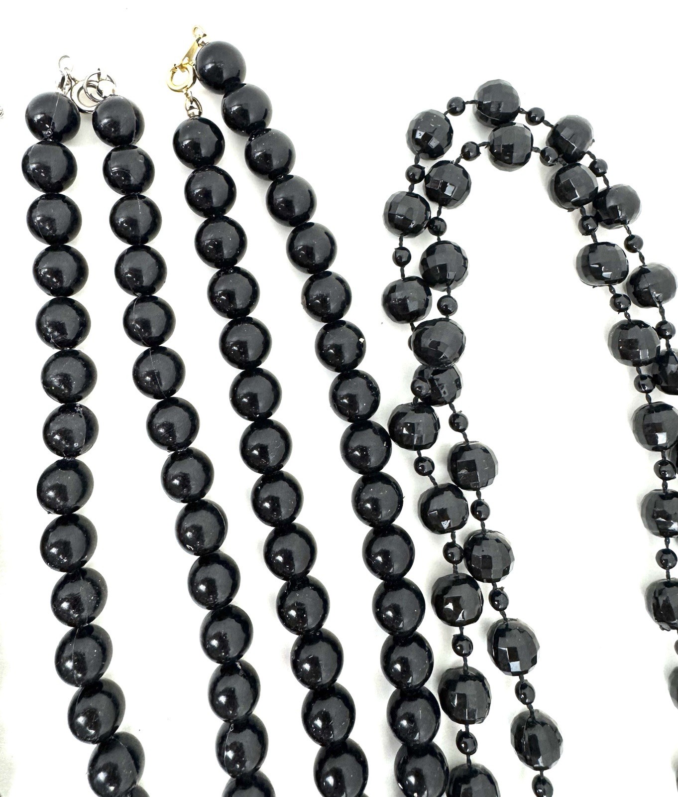 Lot 10 Black Beaded Necklaces Glass Acrylic Faceted Vintage Style Bulk