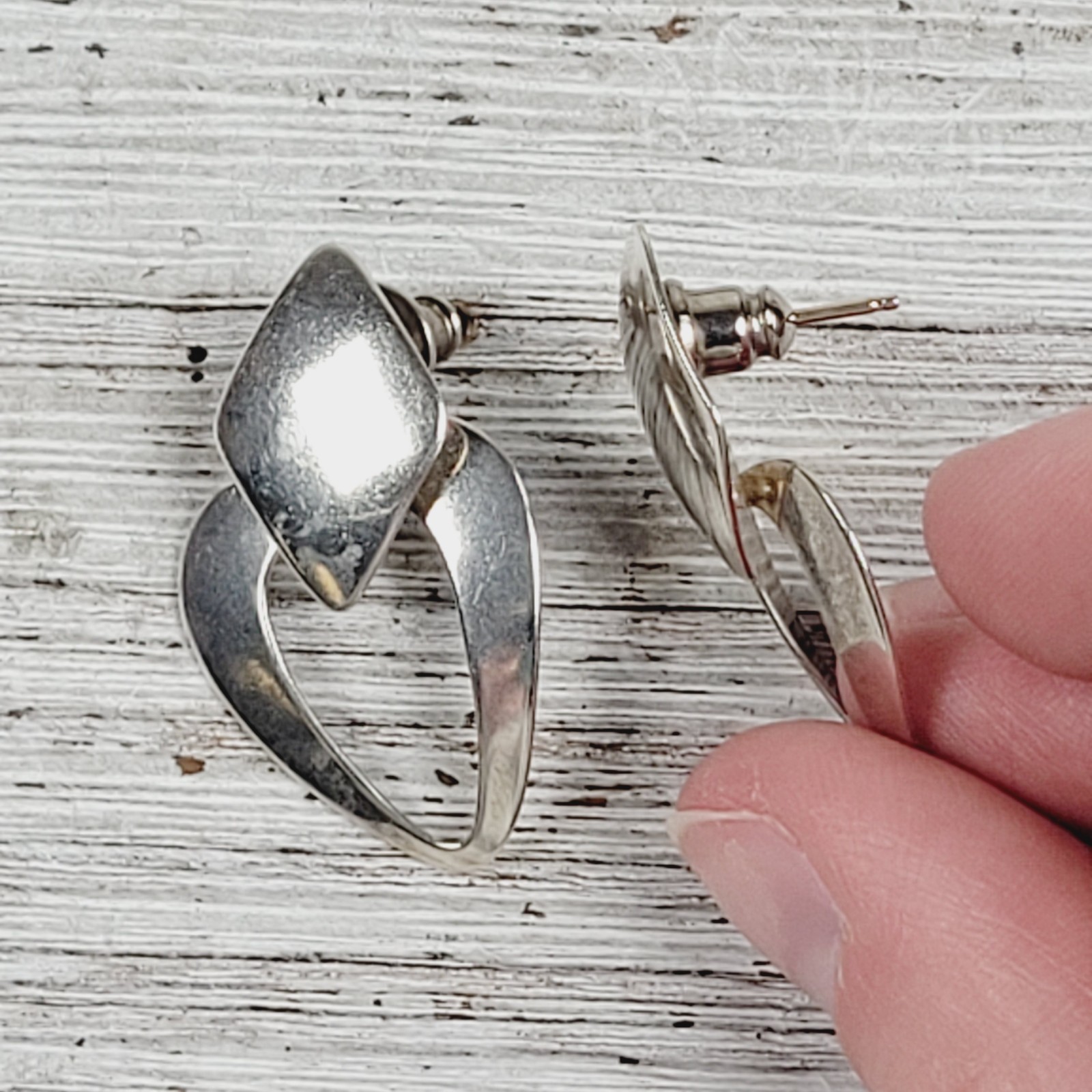 VINTAGE STERLING SILVER DANGLE DROP EARRINGS 925 PRETTY DESIGN CLASSIC