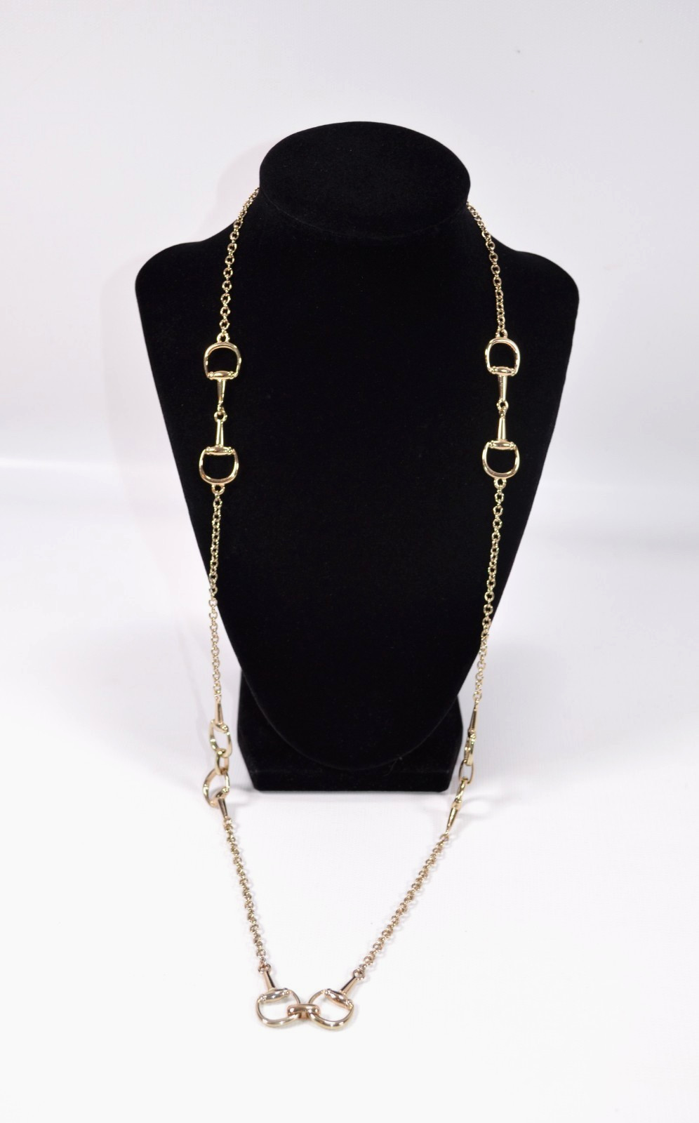 Gold Tone Link Necklace with Large Gold Tone Connecters 32″ No Clasp
