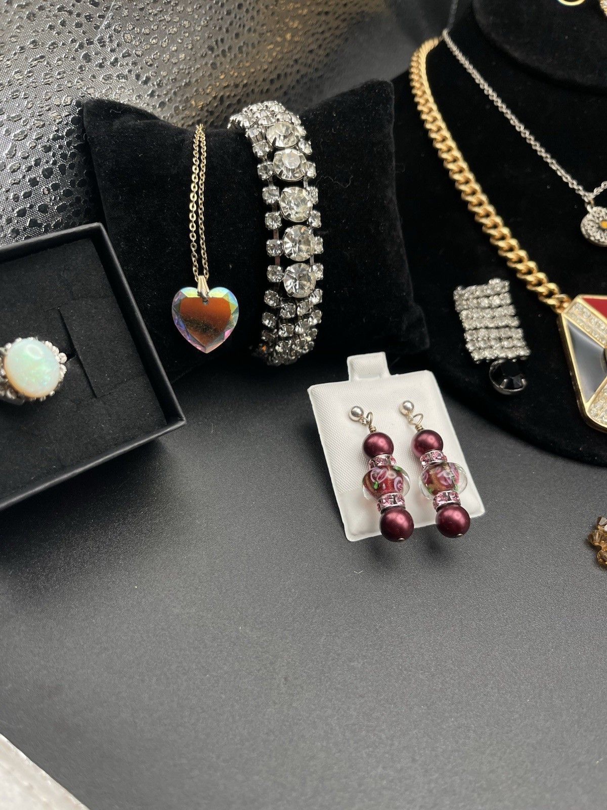 🔥 VTG Statement Jewelry Lot Rhinestones Bracelet Necklace Brooch Earrings