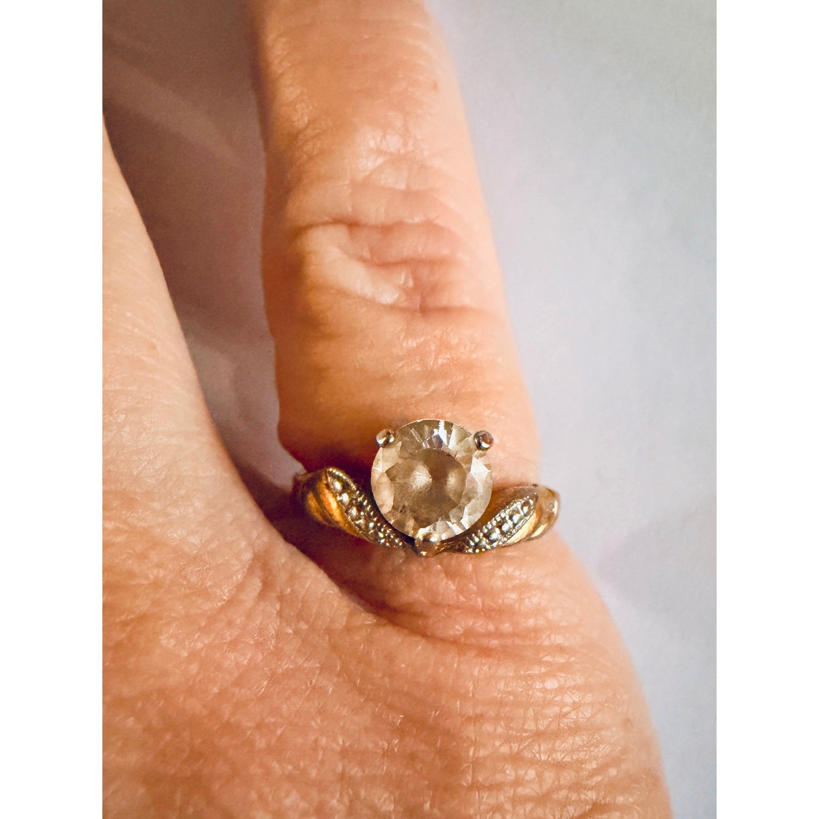 Signed LIND 14K HGE Heavy Gold Electroplate Vintage CZ Engagement Style Ring