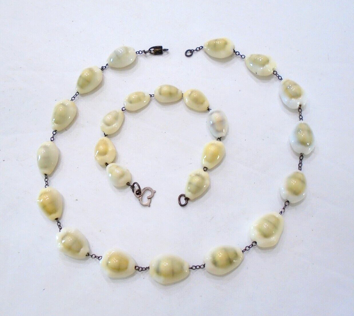 Vintage Sterling Silver Cowrie Shell Necklace Sea Shell Bracelet