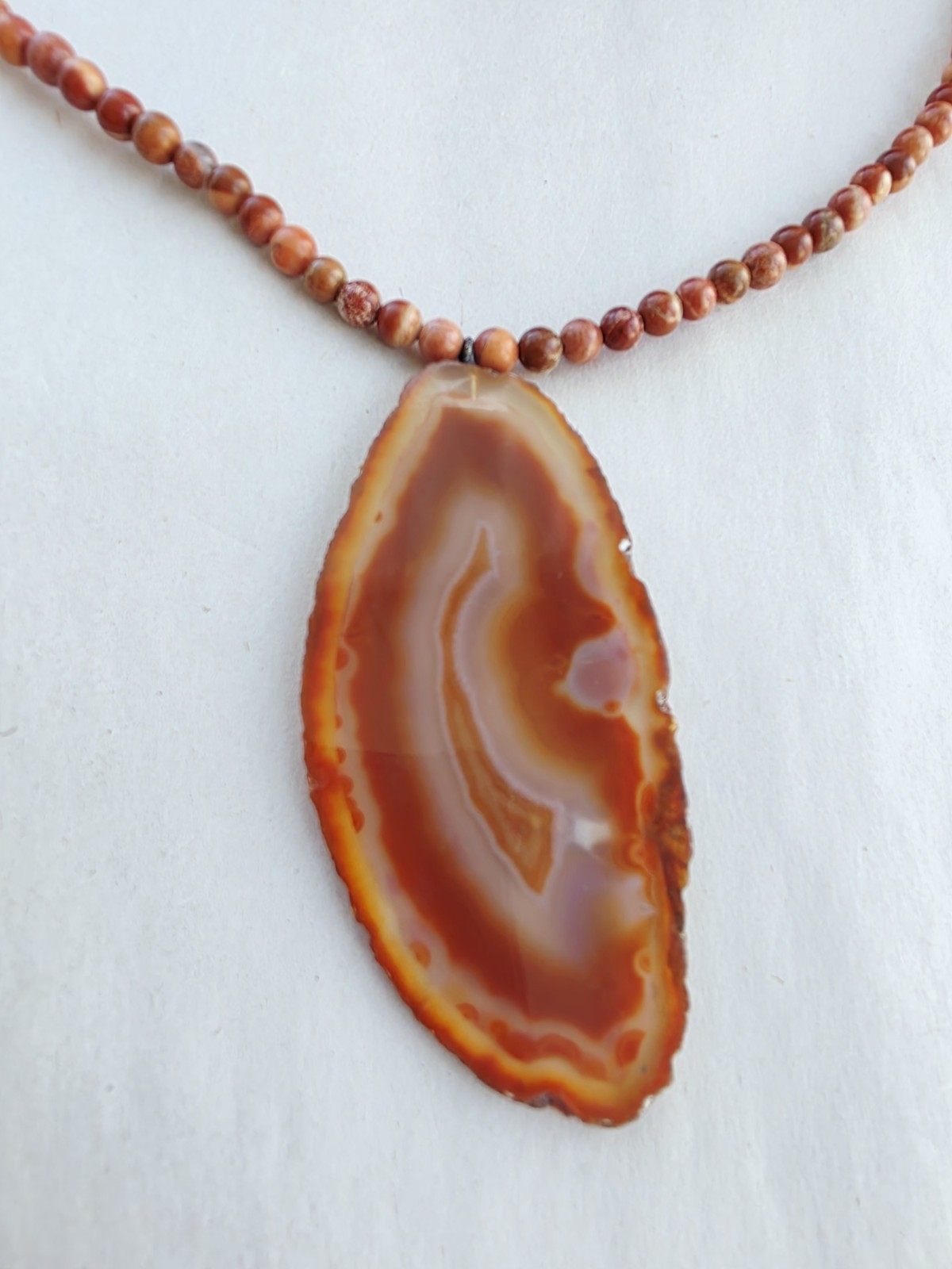 New Sterling 925 Agate Geode Rust Brown Jasper Necklace Goblin fairy Festival