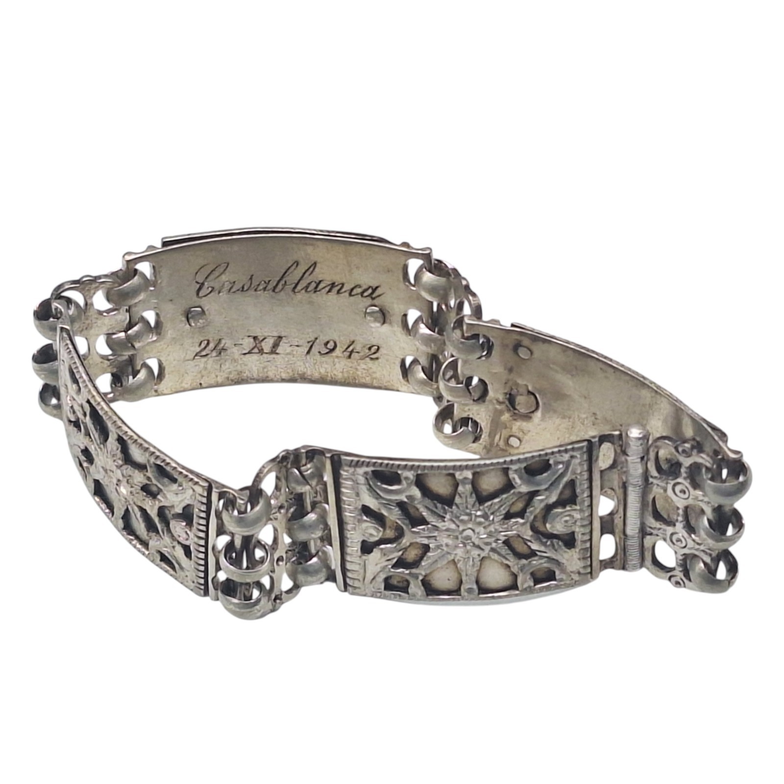 1942 WWII Operation Torch Casablanca Morocco Riveted Mixed Metal Gold Bracelet