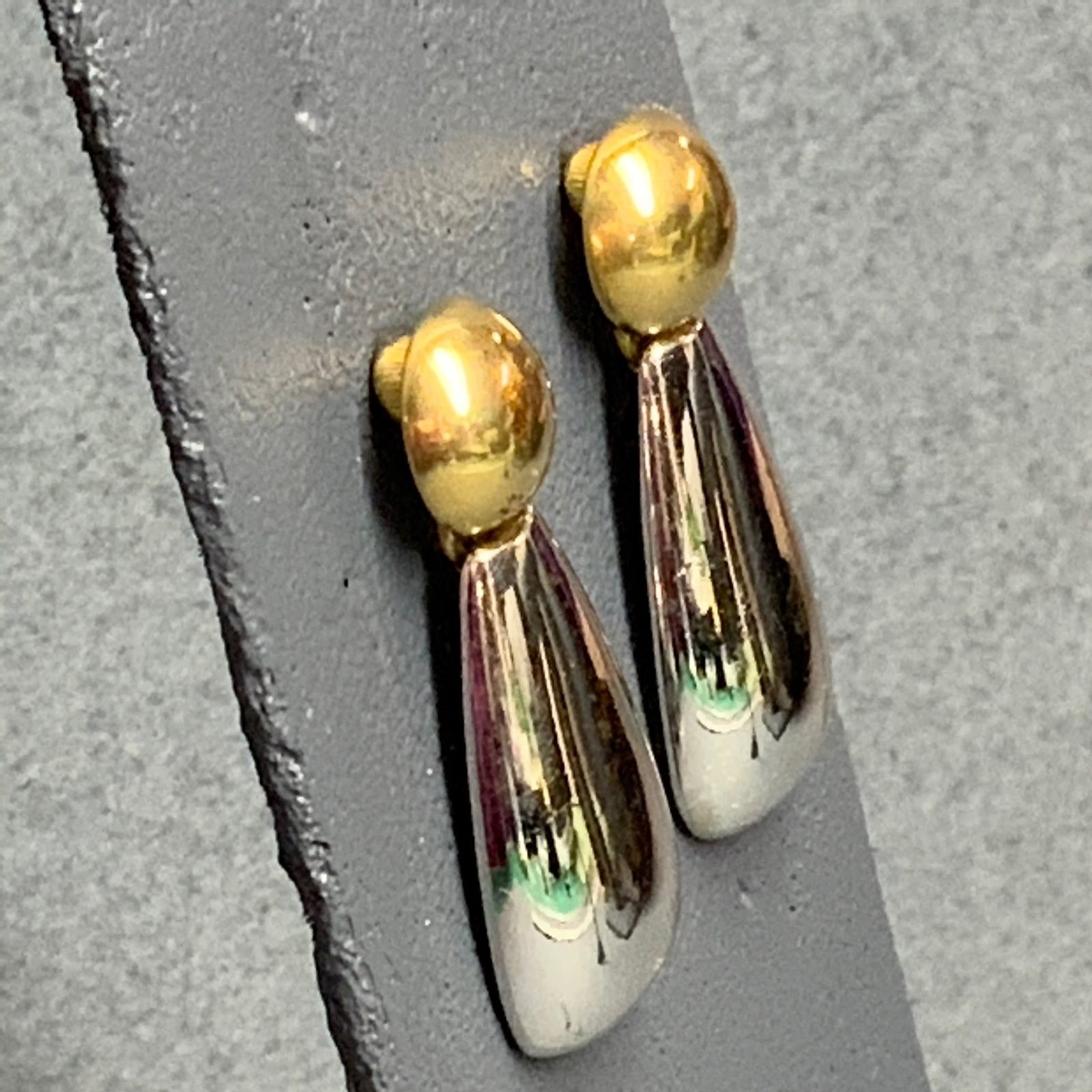 Drop Dangle Pierced Earrings 2 In As Is Gold Silver Classic Vintage Retro Glam